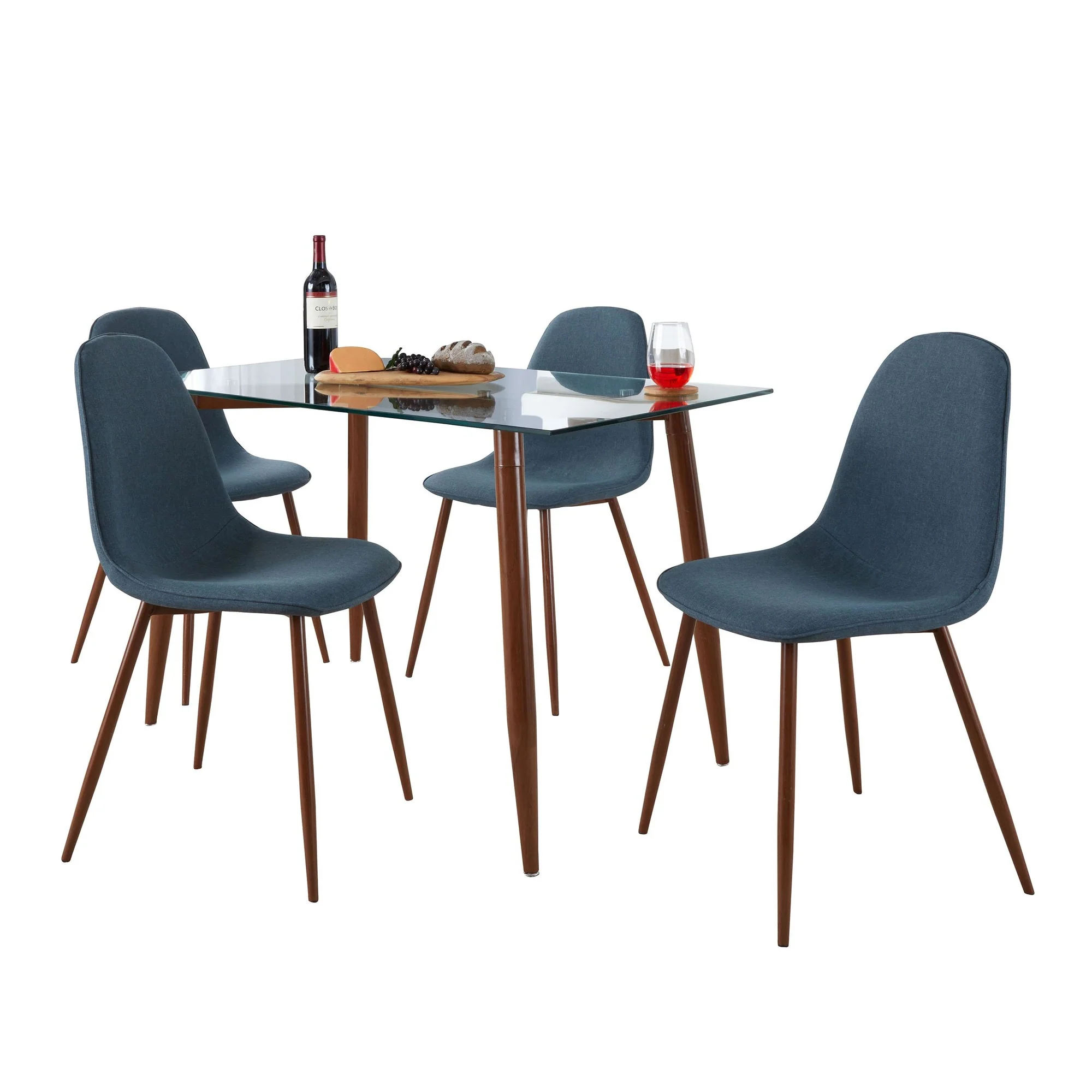 Clara-Pebble Dining Set - 5 Piece By LumiSource - DS5-CLRAWLCL+4PEBFBWLBU - Image 3