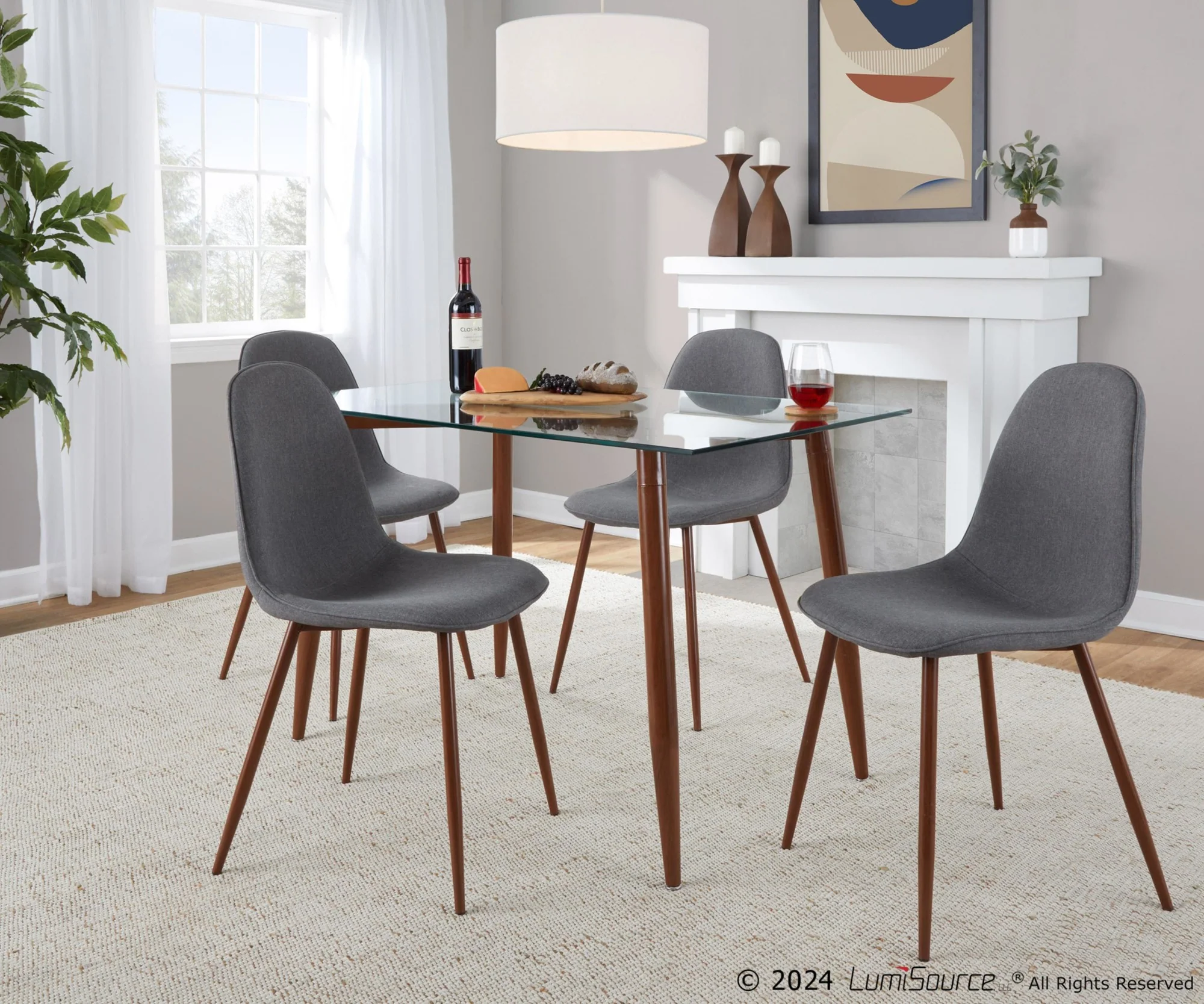 Clara-Pebble Dining Set - 5 Piece By LumiSource - DS5-CLRAWLCL+4PEBFBWLBU - Image 4