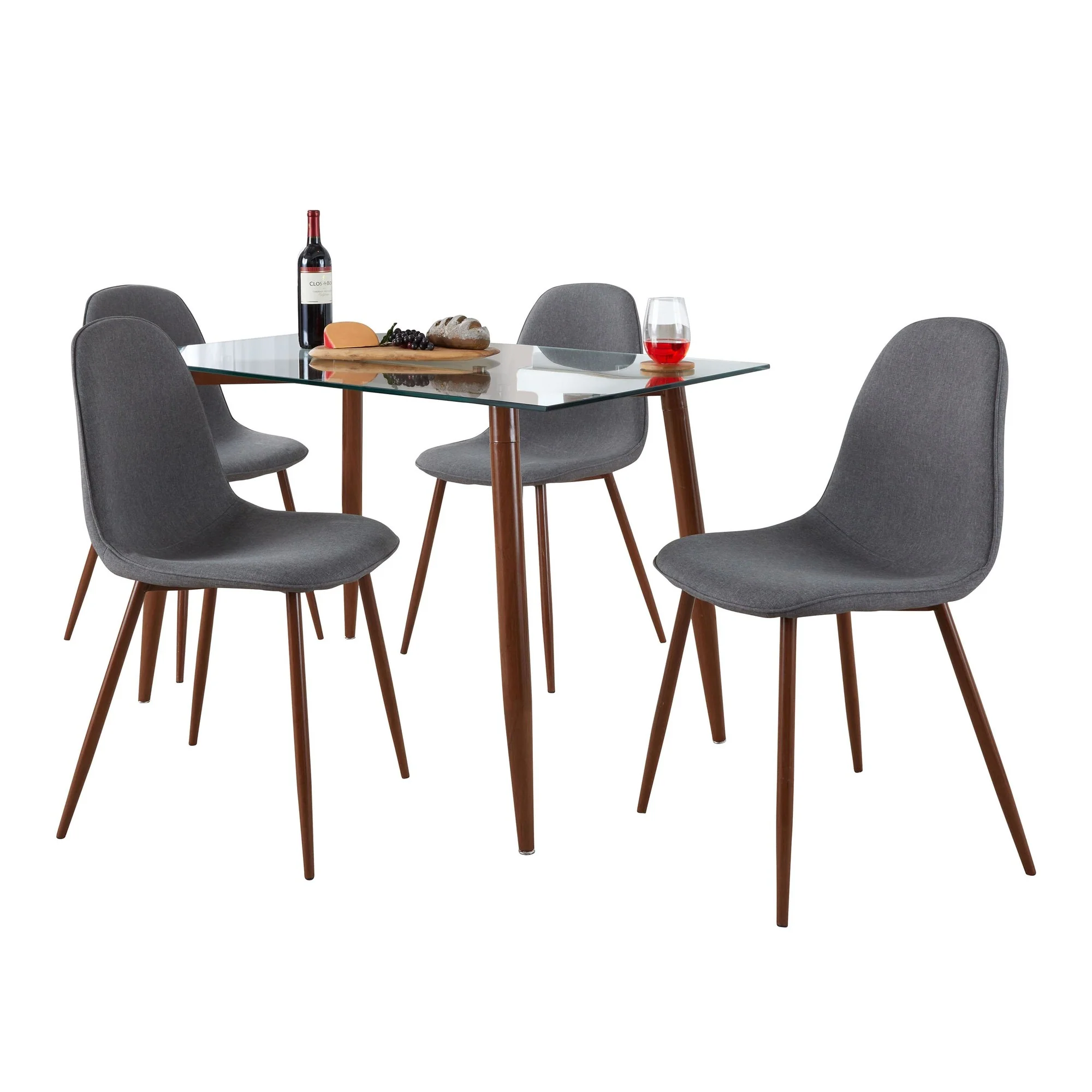 Clara-Pebble Dining Set - 5 Piece By LumiSource - DS5-CLRAWLCL+4PEBFBWLBU - Image 5