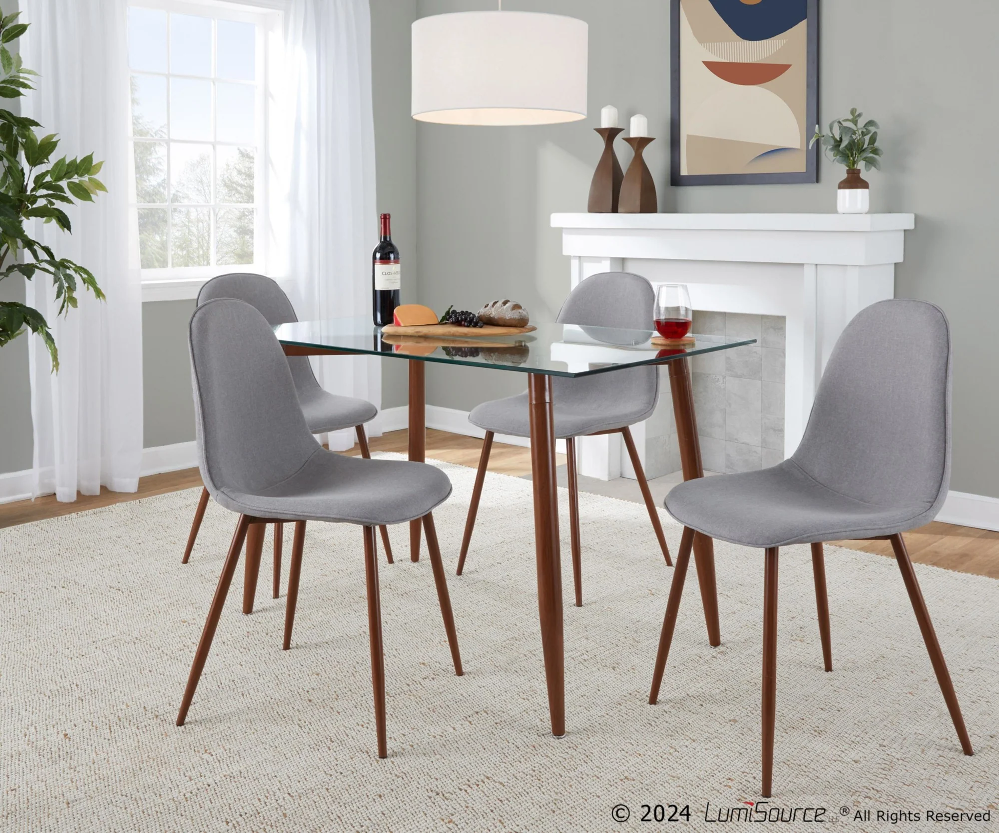 Clara-Pebble Dining Set - 5 Piece By LumiSource - DS5-CLRAWLCL+4PEBFBWLBU - Image 7
