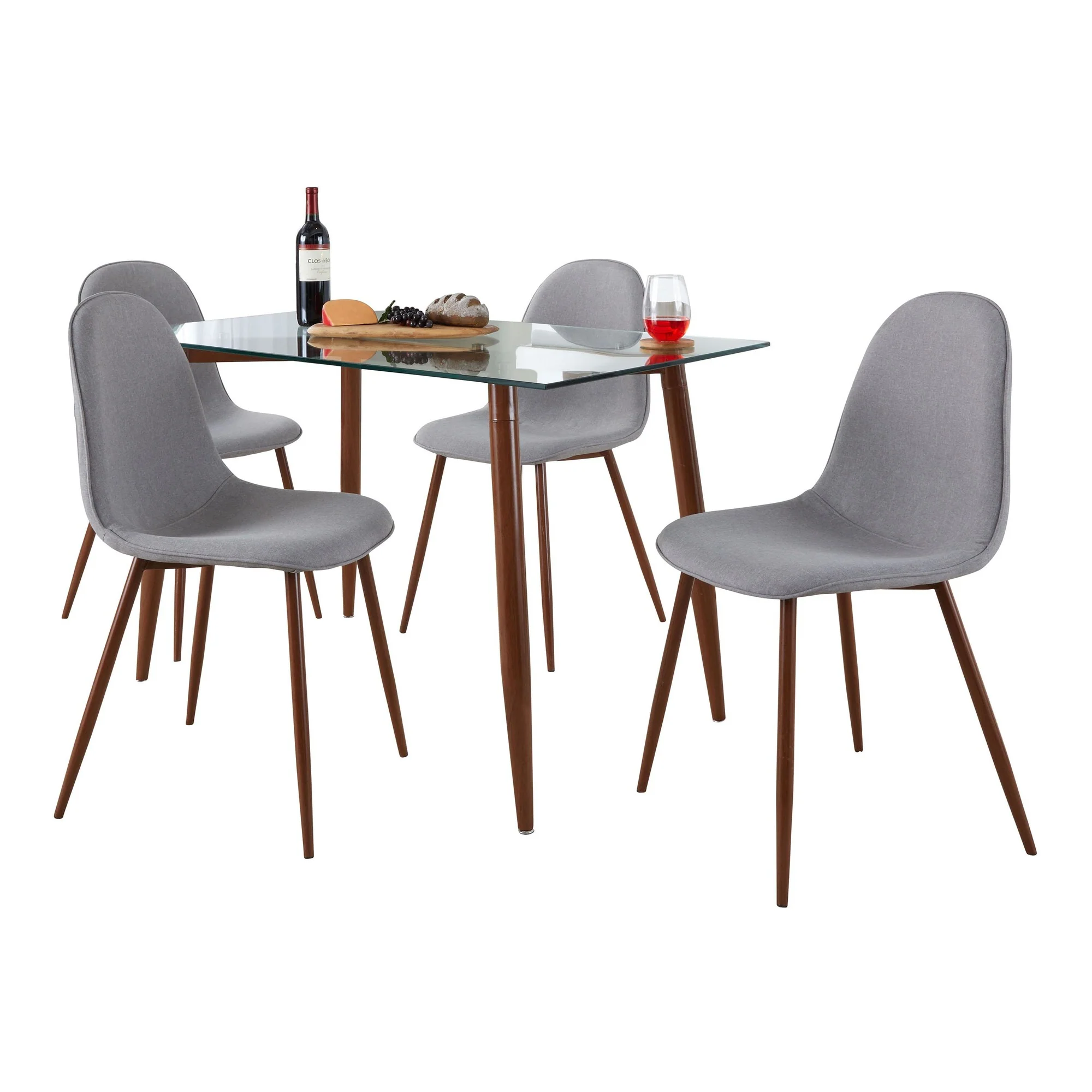 Clara-Pebble Dining Set - 5 Piece By LumiSource - DS5-CLRAWLCL+4PEBFBWLBU - Image 8