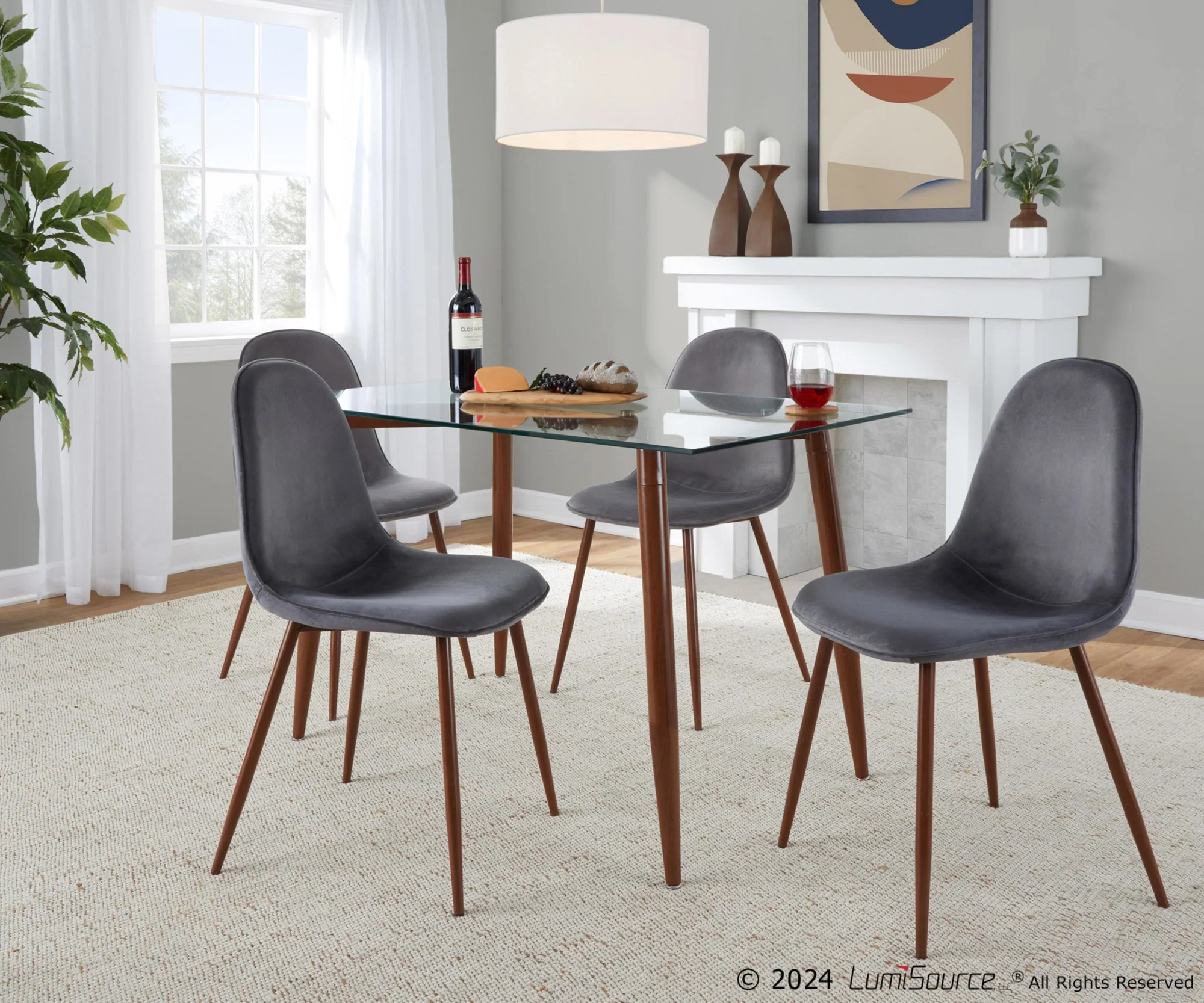 Clara-Pebble Dining Set - 5 Piece By LumiSource - DS5-CLRAWLCL+4PEBVWLBK - Image 4