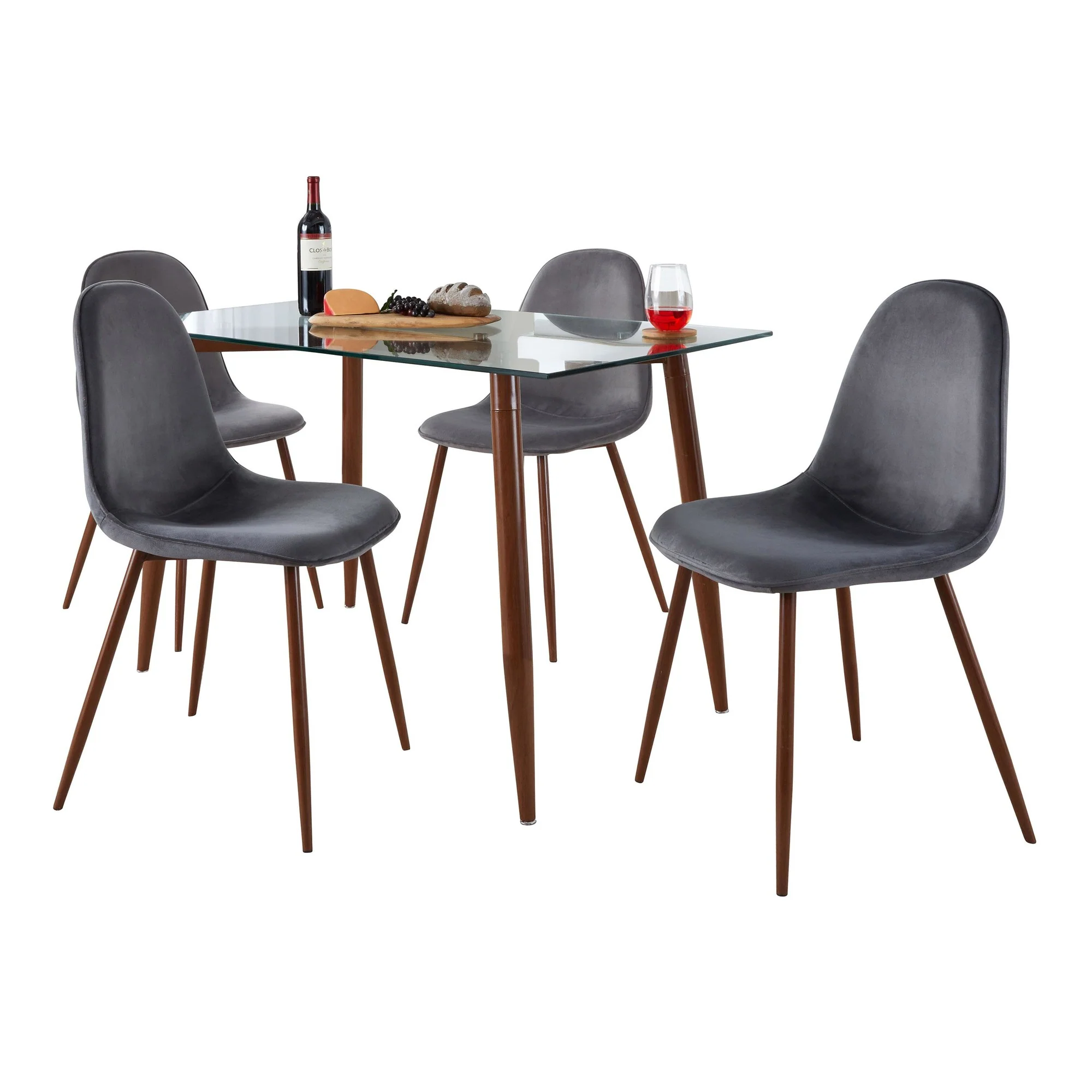 Clara-Pebble Dining Set - 5 Piece By LumiSource - DS5-CLRAWLCL+4PEBVWLBK - Image 5
