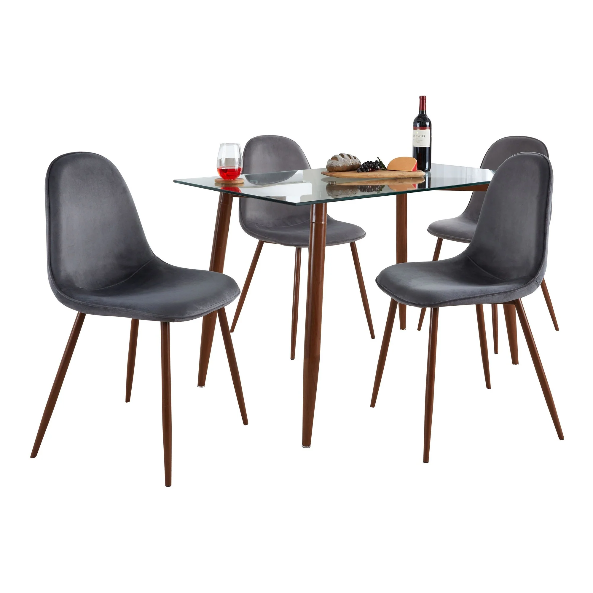 Clara-Pebble Dining Set - 5 Piece By LumiSource - DS5-CLRAWLCL+4PEBVWLBK - Image 6