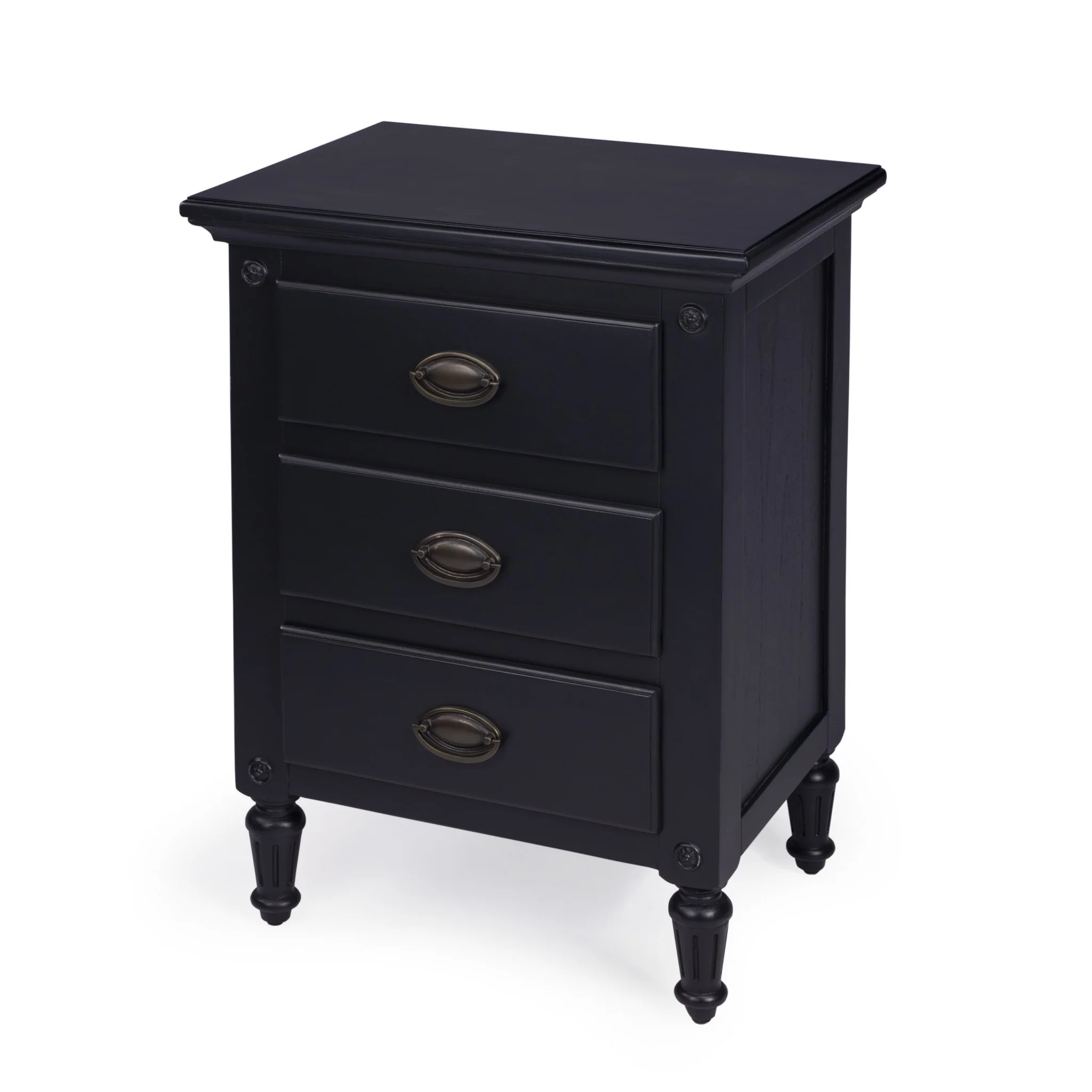 Classic Black 3 Drawer Nightstand By Homeroots - Image 2