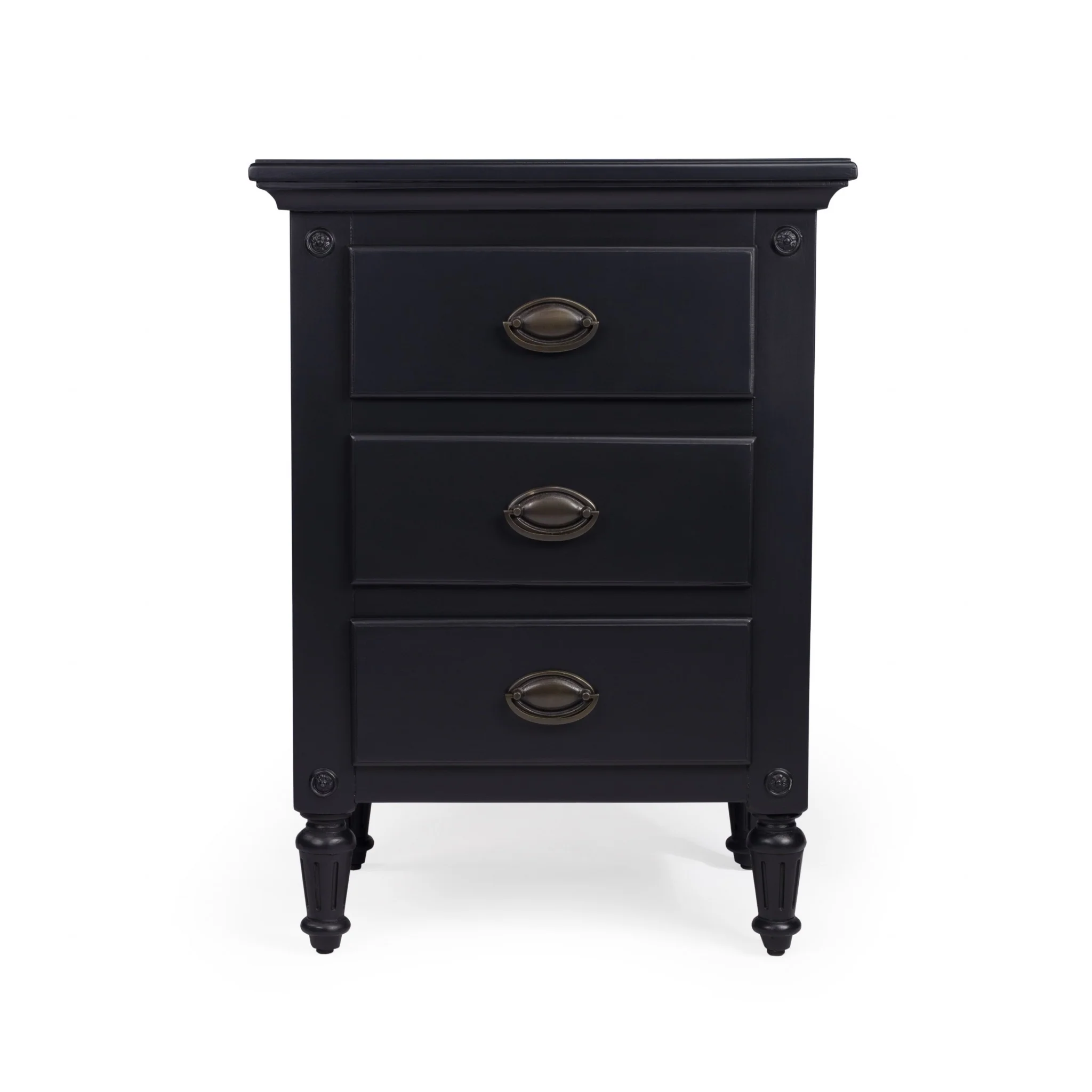 Classic Black 3 Drawer Nightstand By Homeroots - Image 4