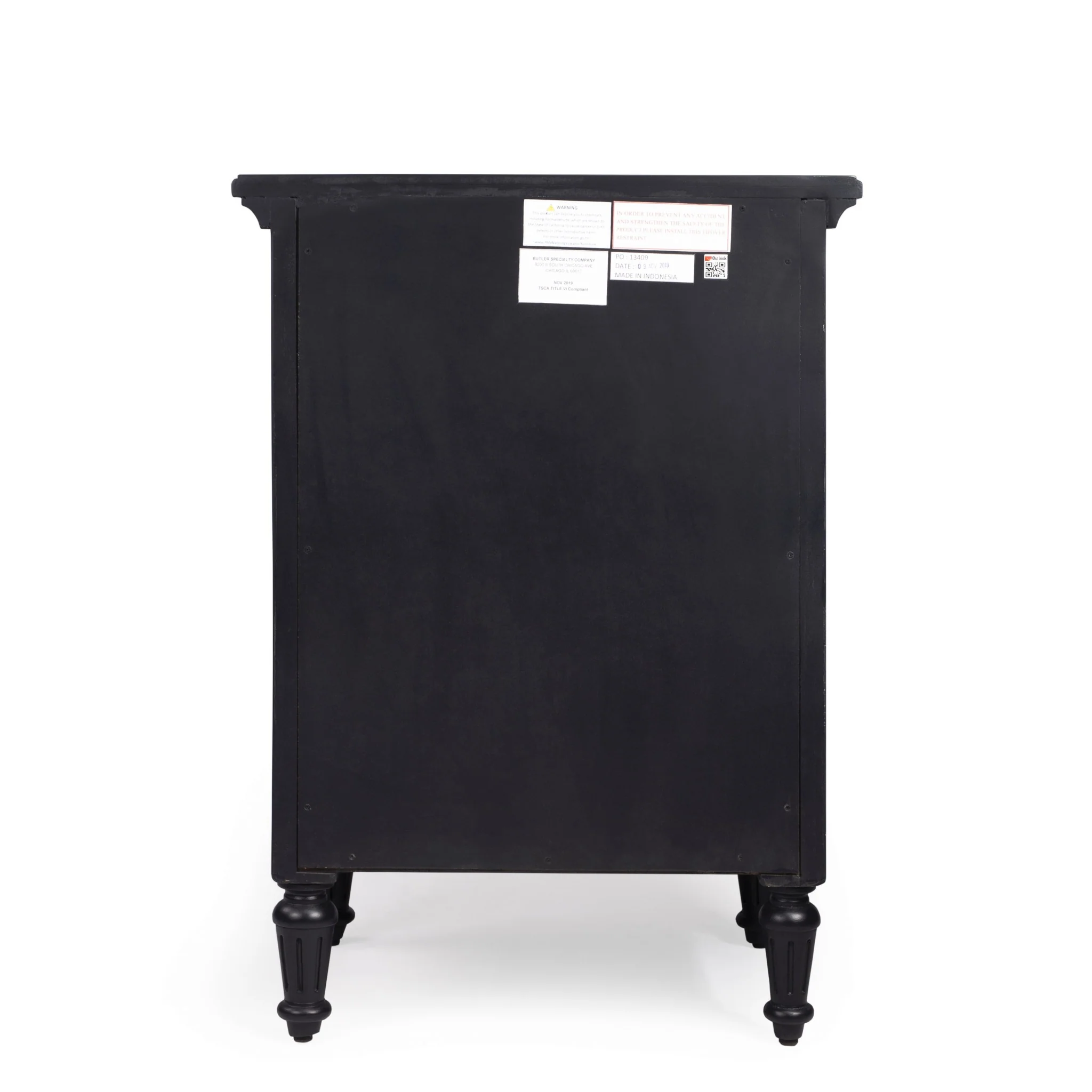 Classic Black 3 Drawer Nightstand By Homeroots - Image 7