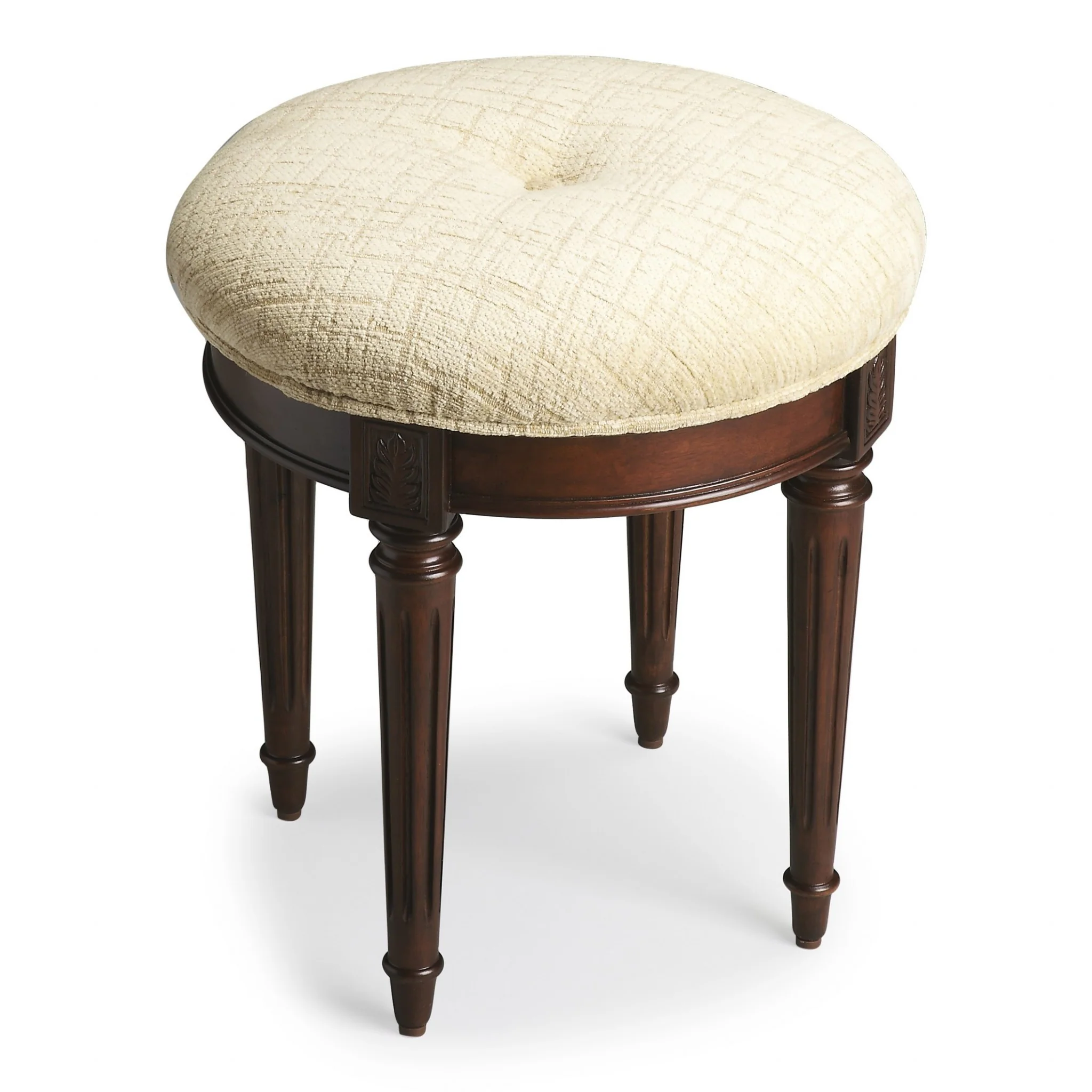 Classic Cherry Brown Vanity Stool By Homeroots - Image 2