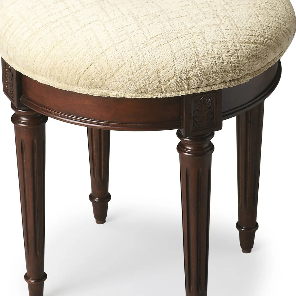 Classic Cherry Brown Vanity Stool By Homeroots - Image 3