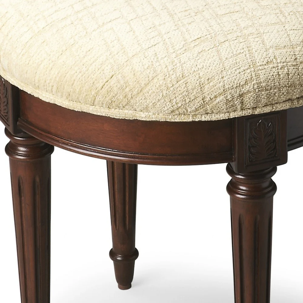Classic Cherry Brown Vanity Stool By Homeroots - Image 4
