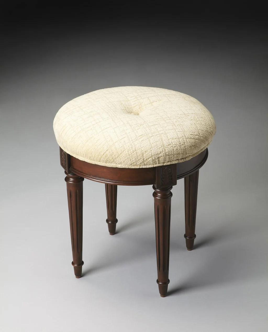 Classic Cherry Brown Vanity Stool By Homeroots - Image 5