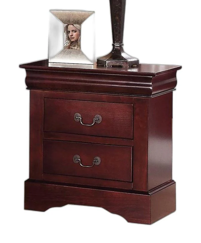 Classic Cherry Finish 2 Drawer Wooden Nightstand By Homeroots - Image 2