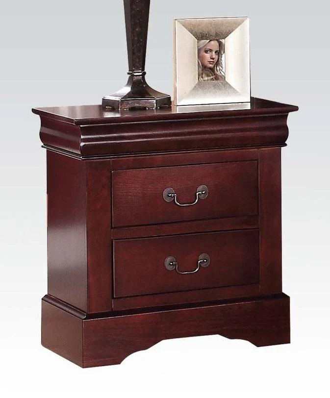 Classic Cherry Finish 2 Drawer Wooden Nightstand By Homeroots - Image 4