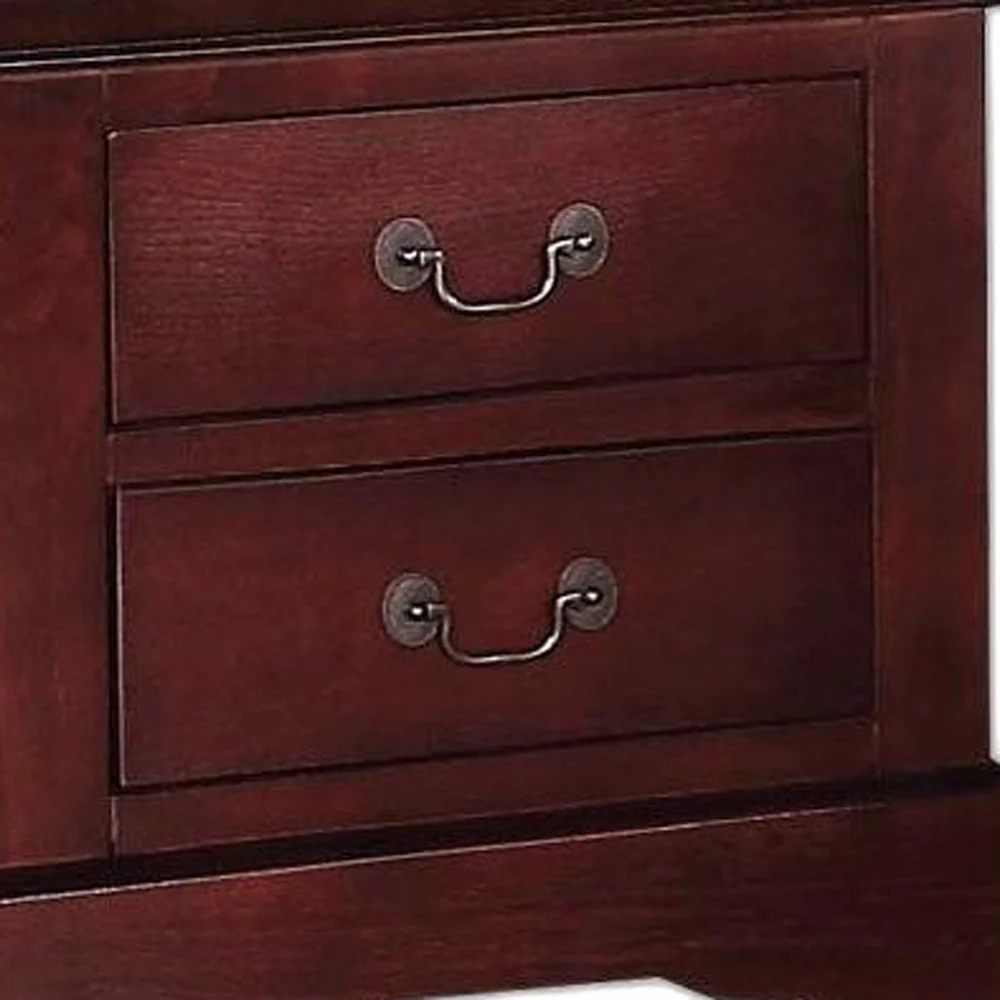 Classic Cherry Finish 2 Drawer Wooden Nightstand By Homeroots - Image 5