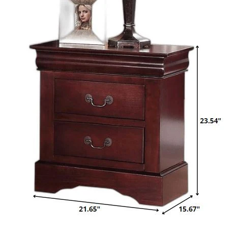 Classic Cherry Finish 2 Drawer Wooden Nightstand By Homeroots - Image 6