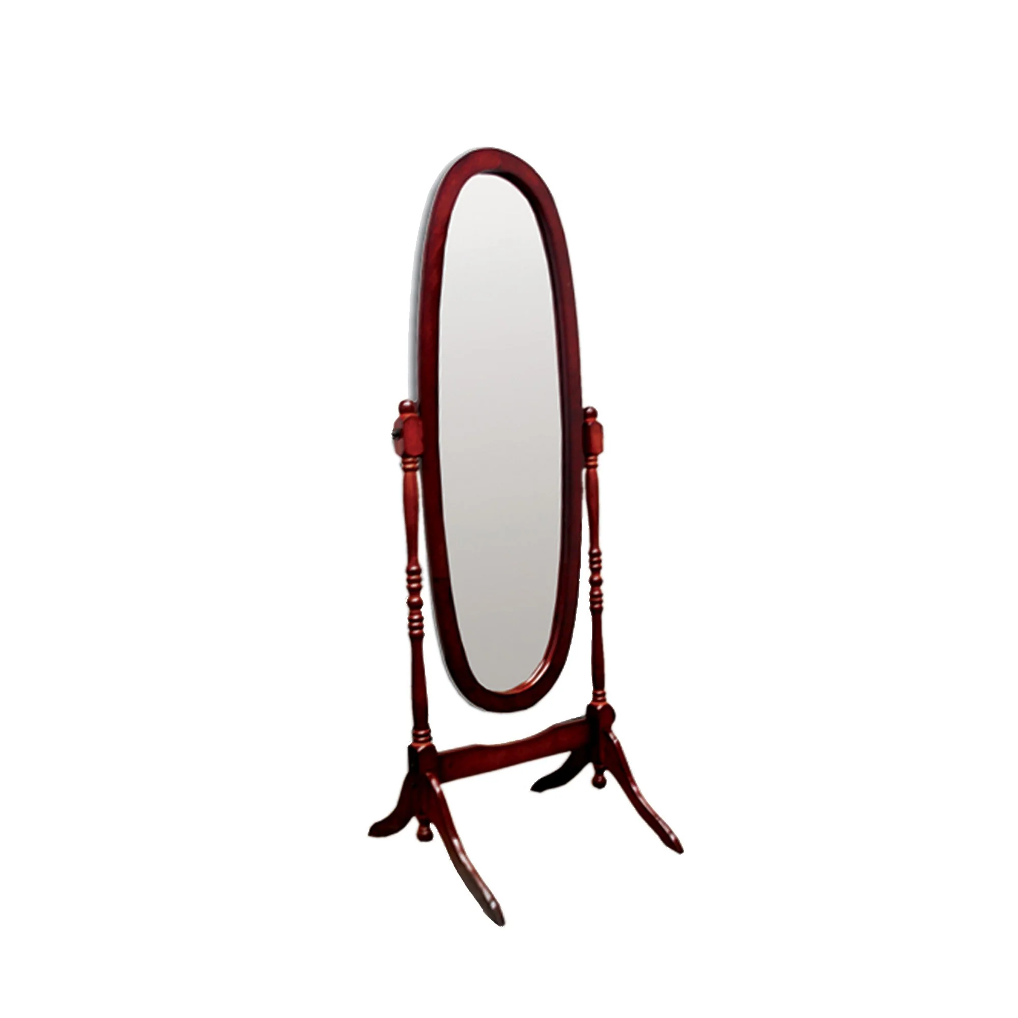 Classic Cherry Finish Cheval Standing Oval Mirror By Homeroots - Image 2