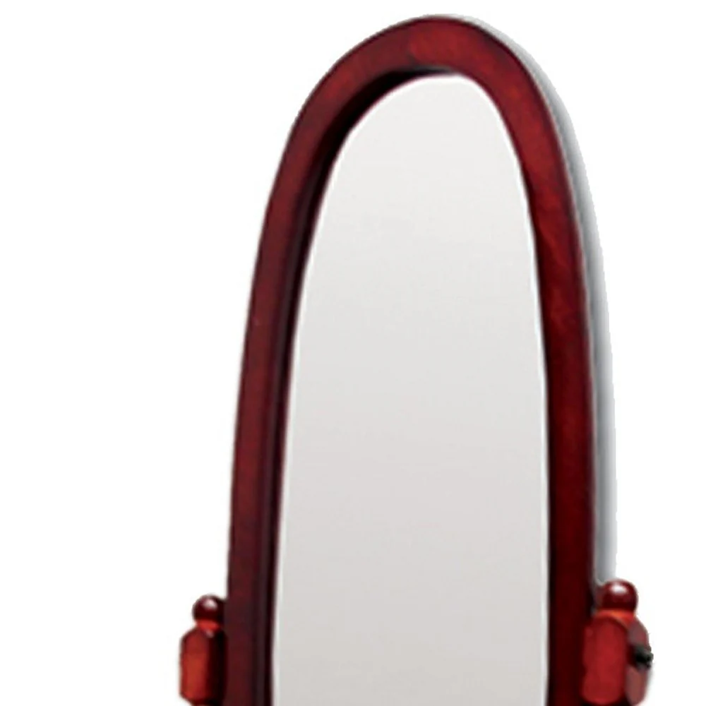 Classic Cherry Finish Cheval Standing Oval Mirror By Homeroots - Image 3