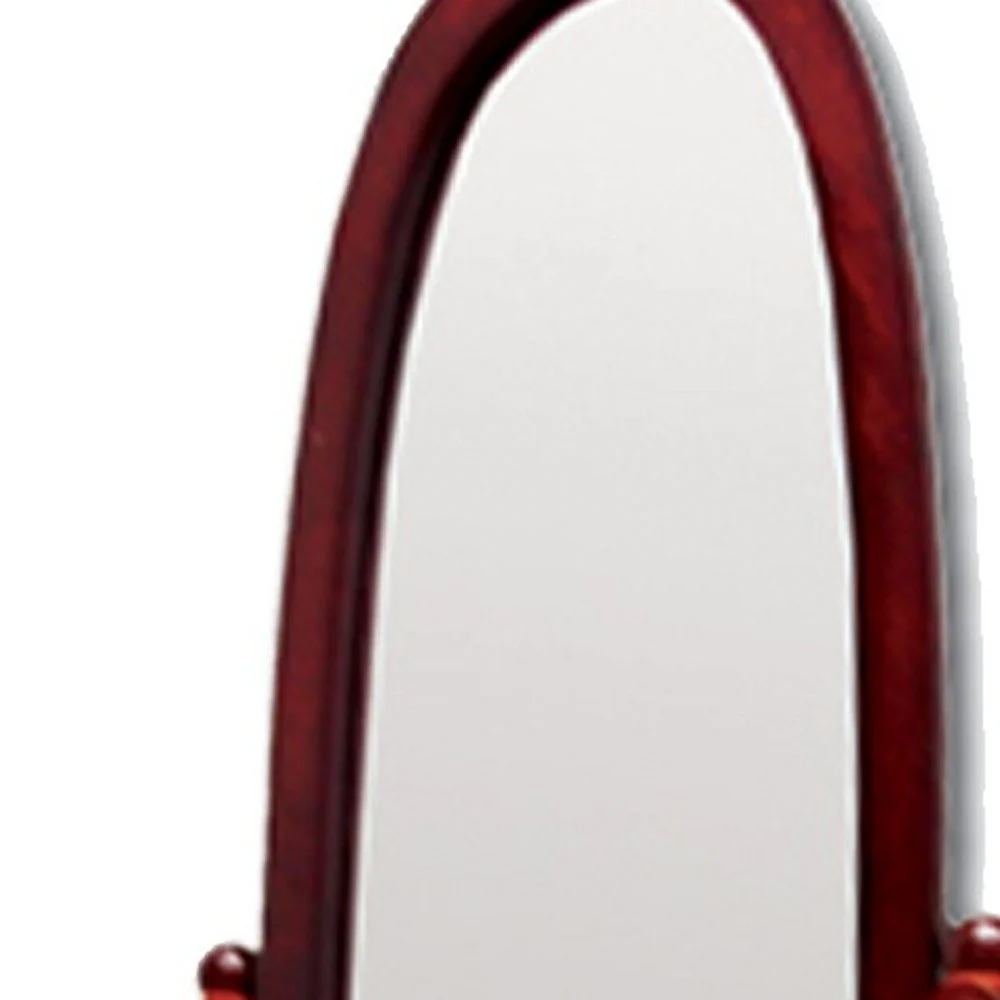 Classic Cherry Finish Cheval Standing Oval Mirror By Homeroots - Image 4