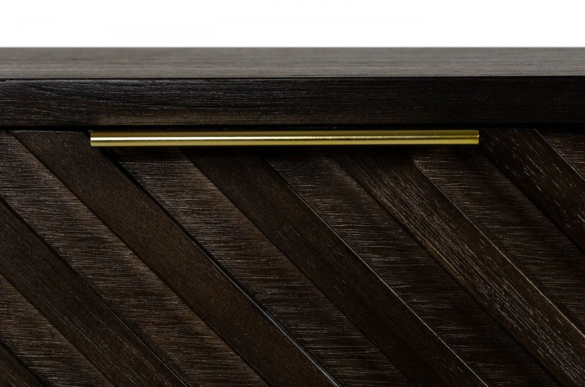 Classic Chevron Dark Brown Nightstand With Two Drawers By Homeroots - Image 4