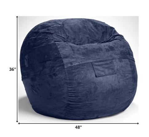 Classic Cozy Royal Blue Bean Bag Chair By Homeroots - Image 2