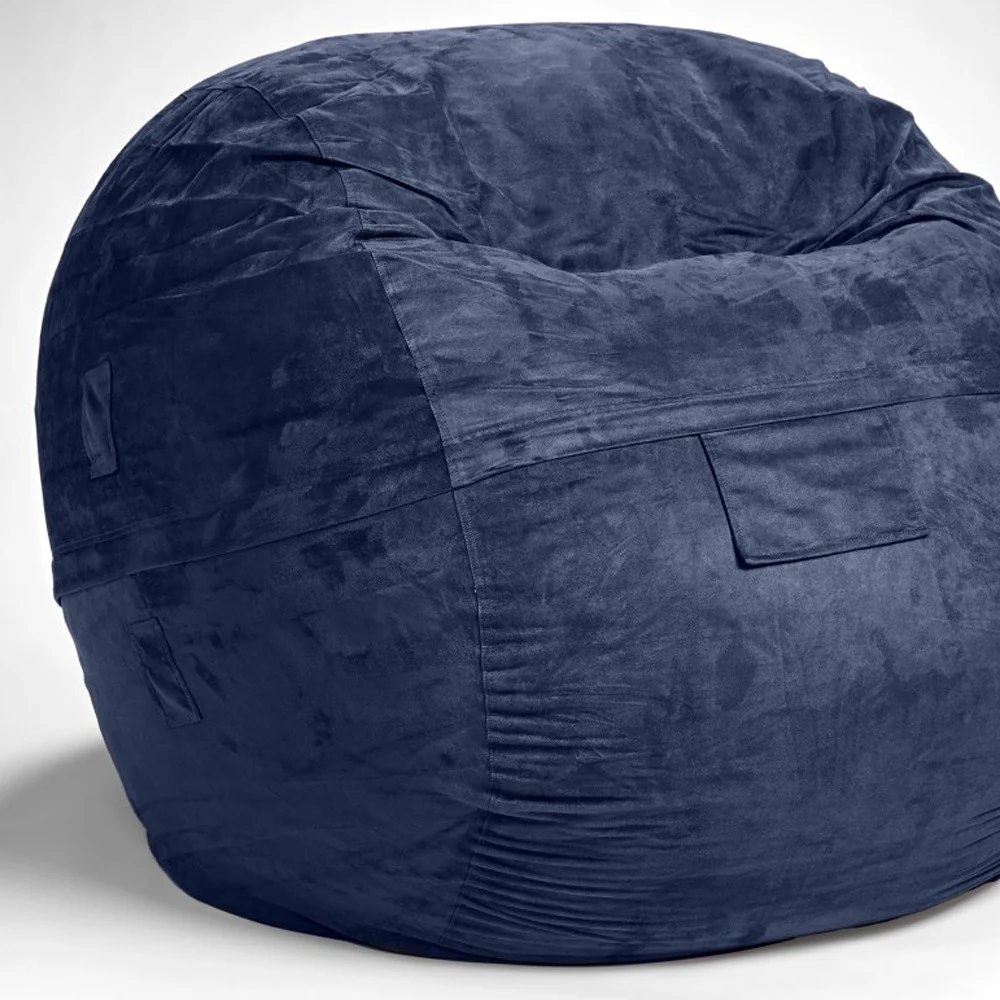 Classic Cozy Royal Blue Bean Bag Chair By Homeroots - Image 4