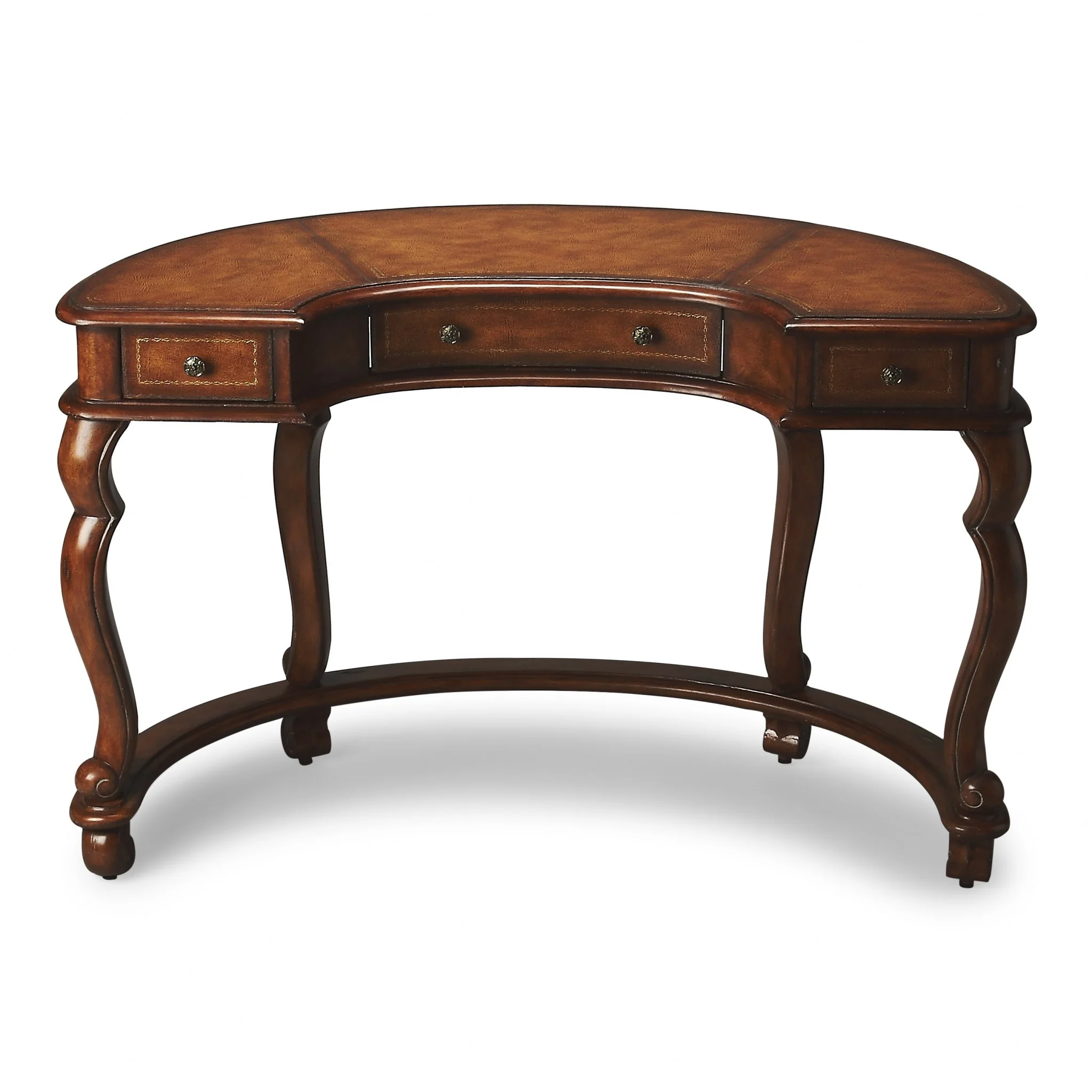 Classic Crescent Shape Leather Top Desk By Homeroots - Image 2