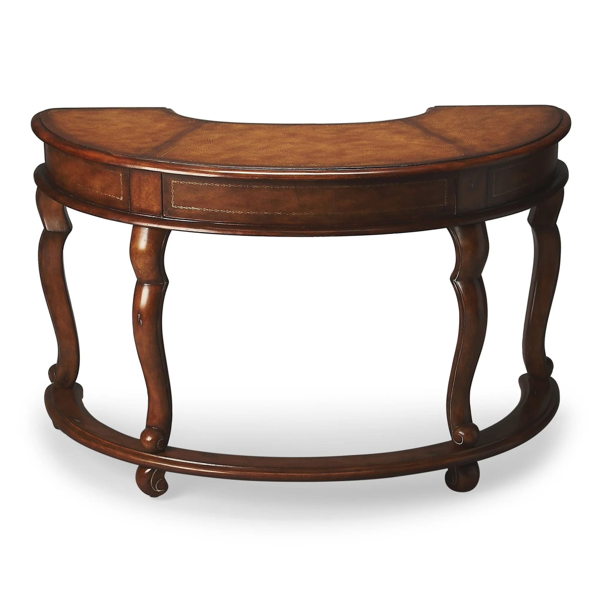 Classic Crescent Shape Leather Top Desk By Homeroots - Image 3