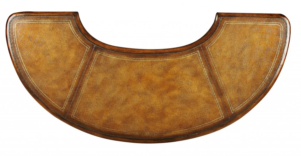 Classic Crescent Shape Leather Top Desk By Homeroots - Image 4