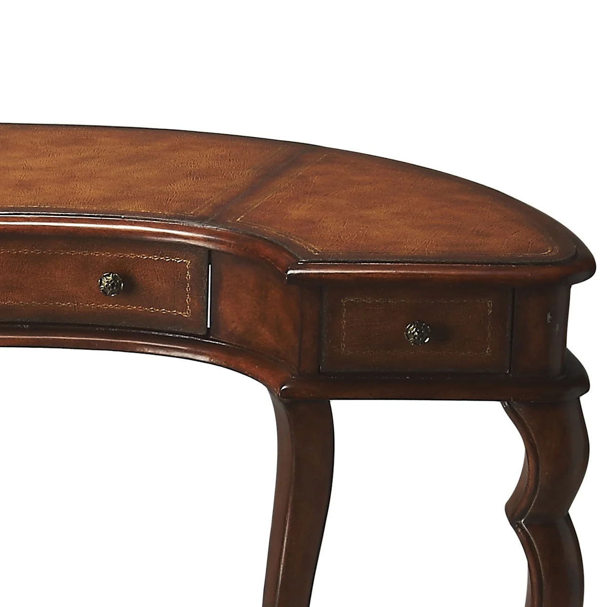 Classic Crescent Shape Leather Top Desk By Homeroots - Image 5