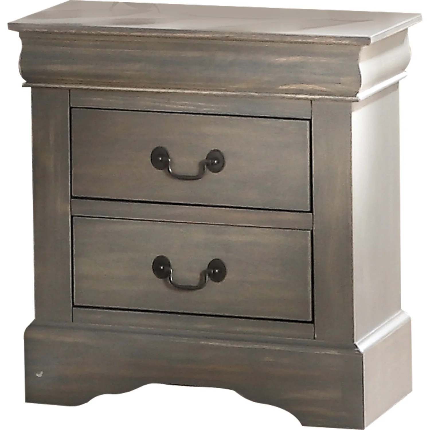 Classic Gray Wash Finish 2 Drawer Wooden Nightstand By Homeroots - Image 2