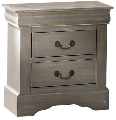 Classic Gray Wash Finish 2 Drawer Wooden Nightstand By Homeroots - Image 3