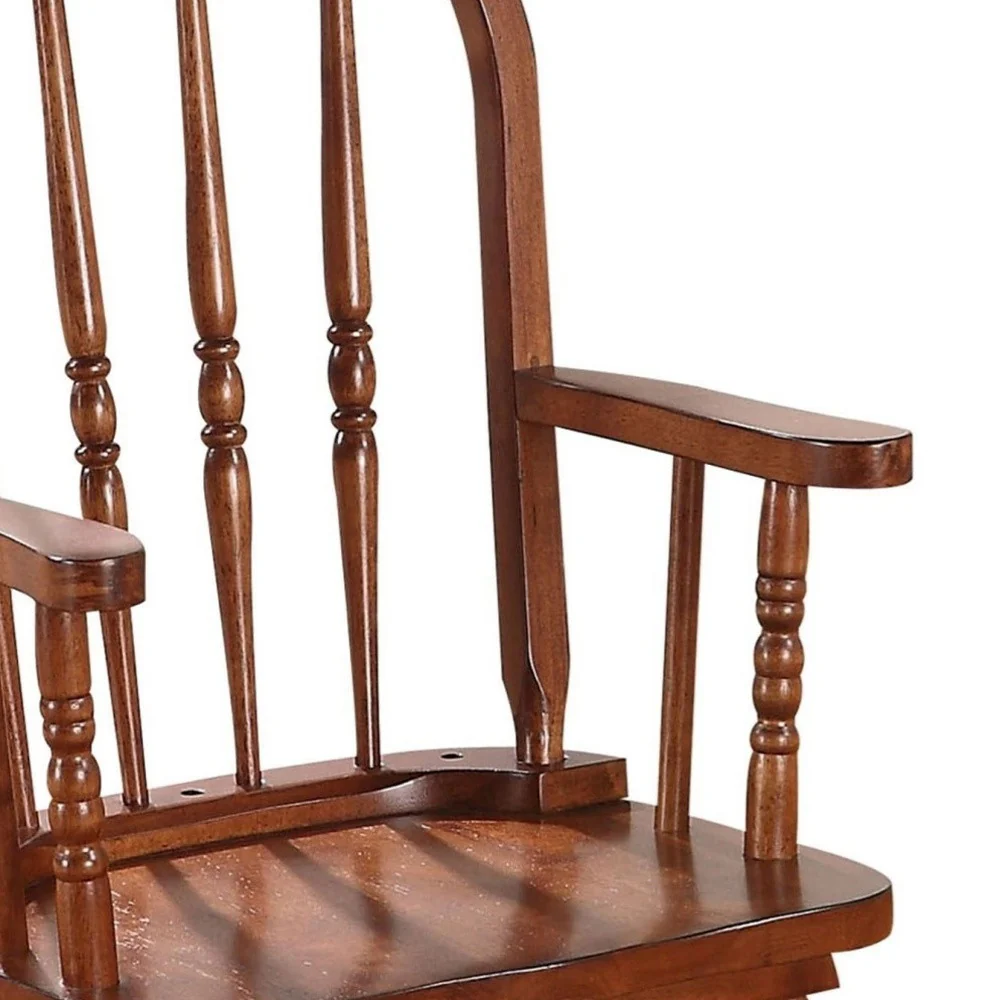 Classic Honey Brown Wooden Youth Rocking Chair By Homeroots - Image 5