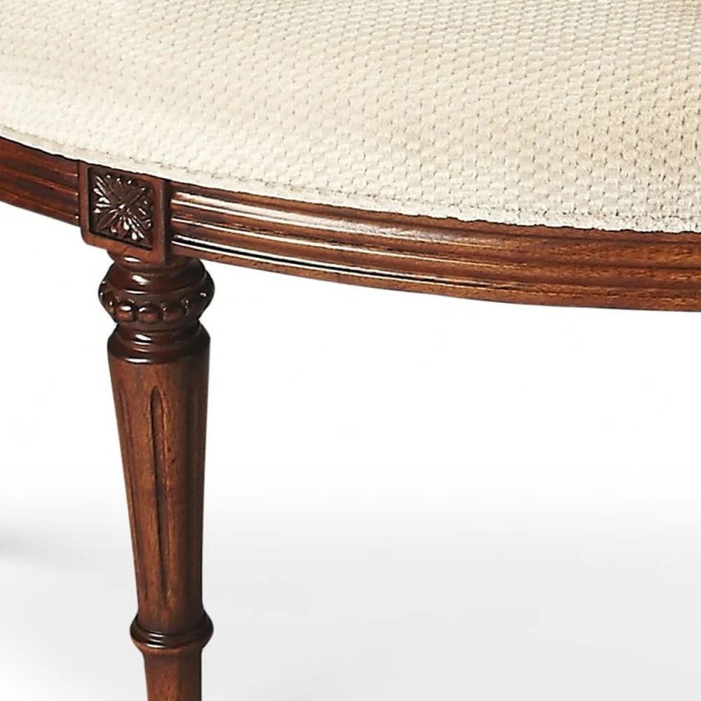 Classic Ivory and Golden Brown Crescent Shaped Bench By Homeroots - Image 4