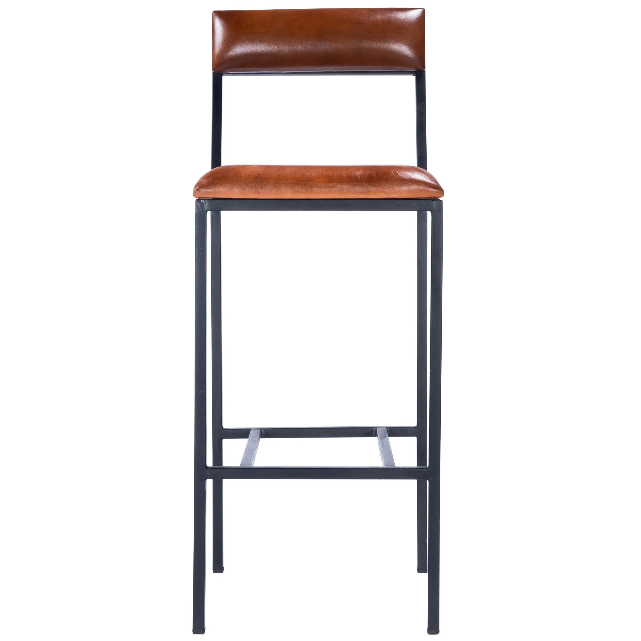 Classic Leather And Metal Bar Stool By Homeroots - Image 2