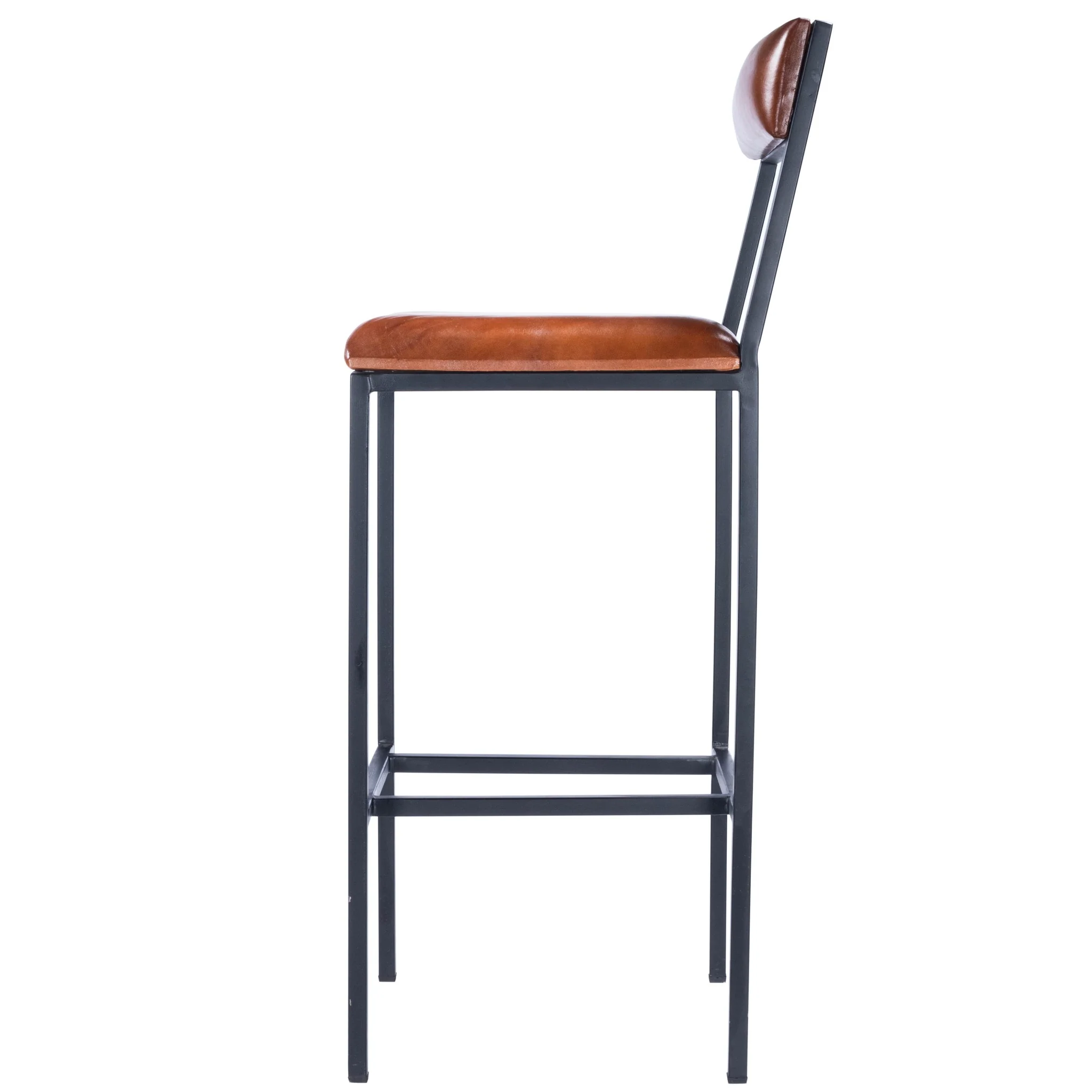 Classic Leather And Metal Bar Stool By Homeroots - Image 3