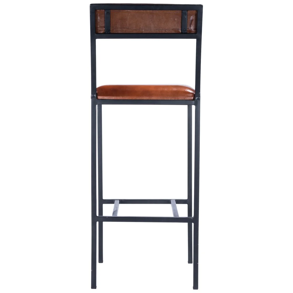 Classic Leather And Metal Bar Stool By Homeroots - Image 4
