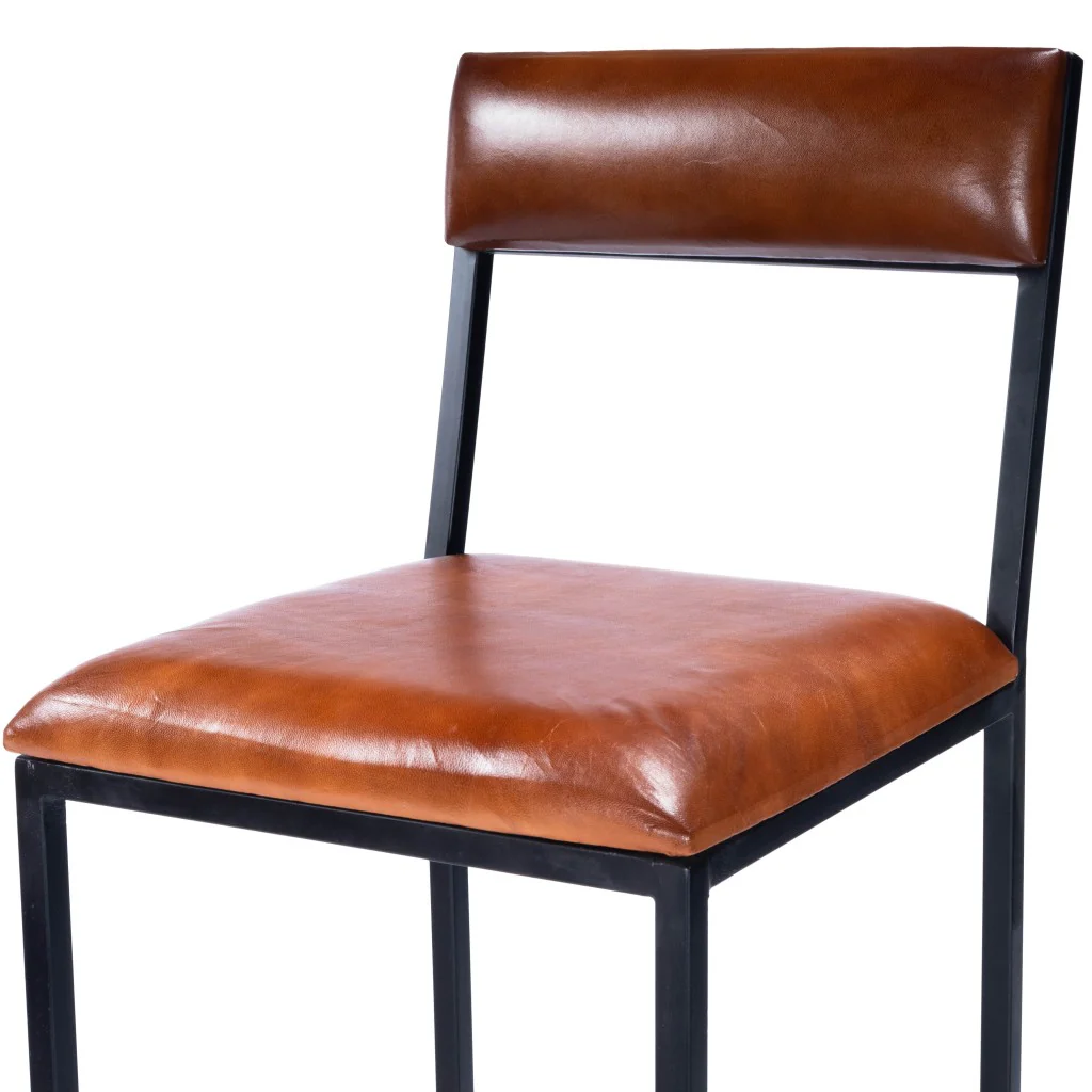 Classic Leather And Metal Bar Stool By Homeroots - Image 9
