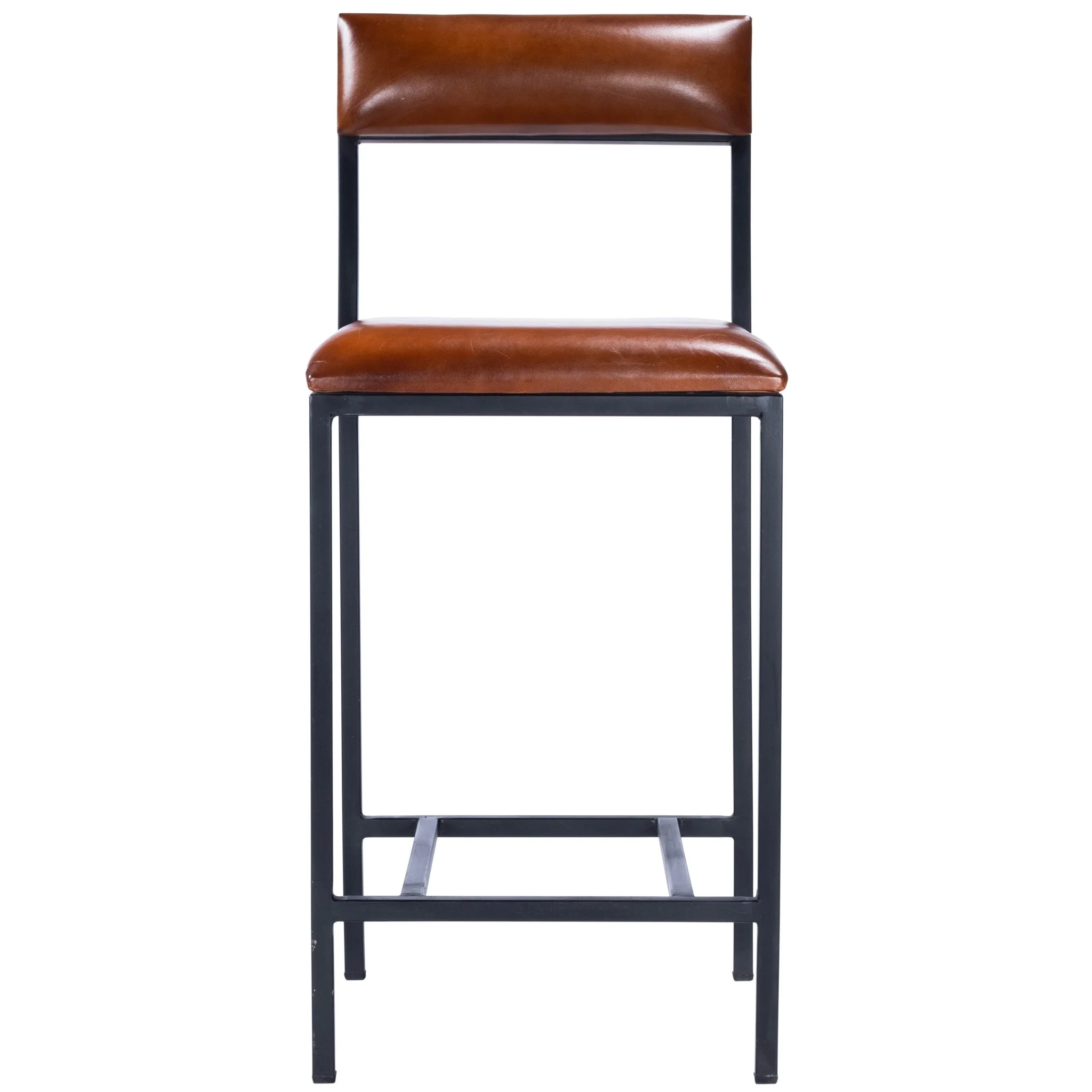 Classic Leather And Metal Counter Stool By Homeroots - Image 2