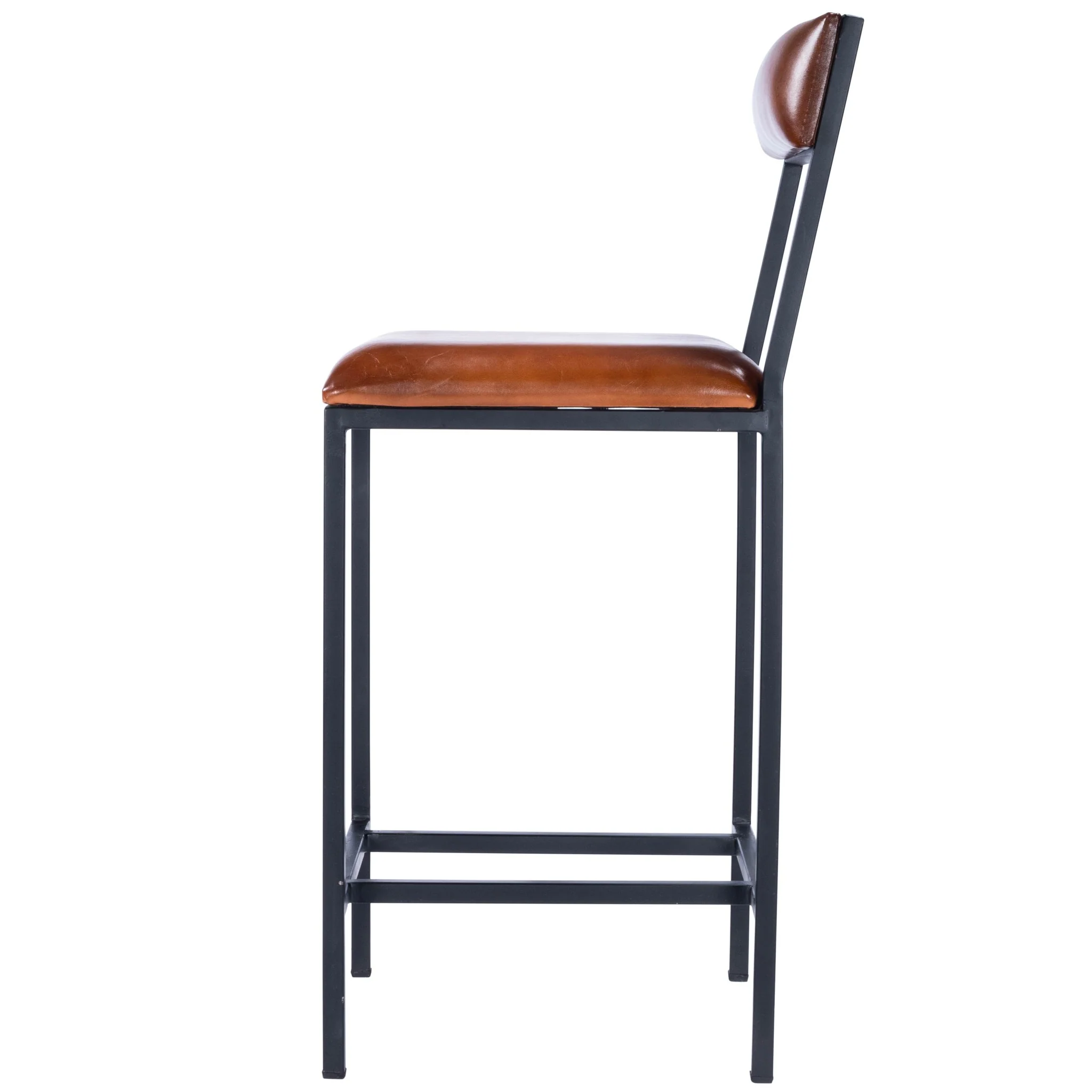 Classic Leather And Metal Counter Stool By Homeroots - Image 3