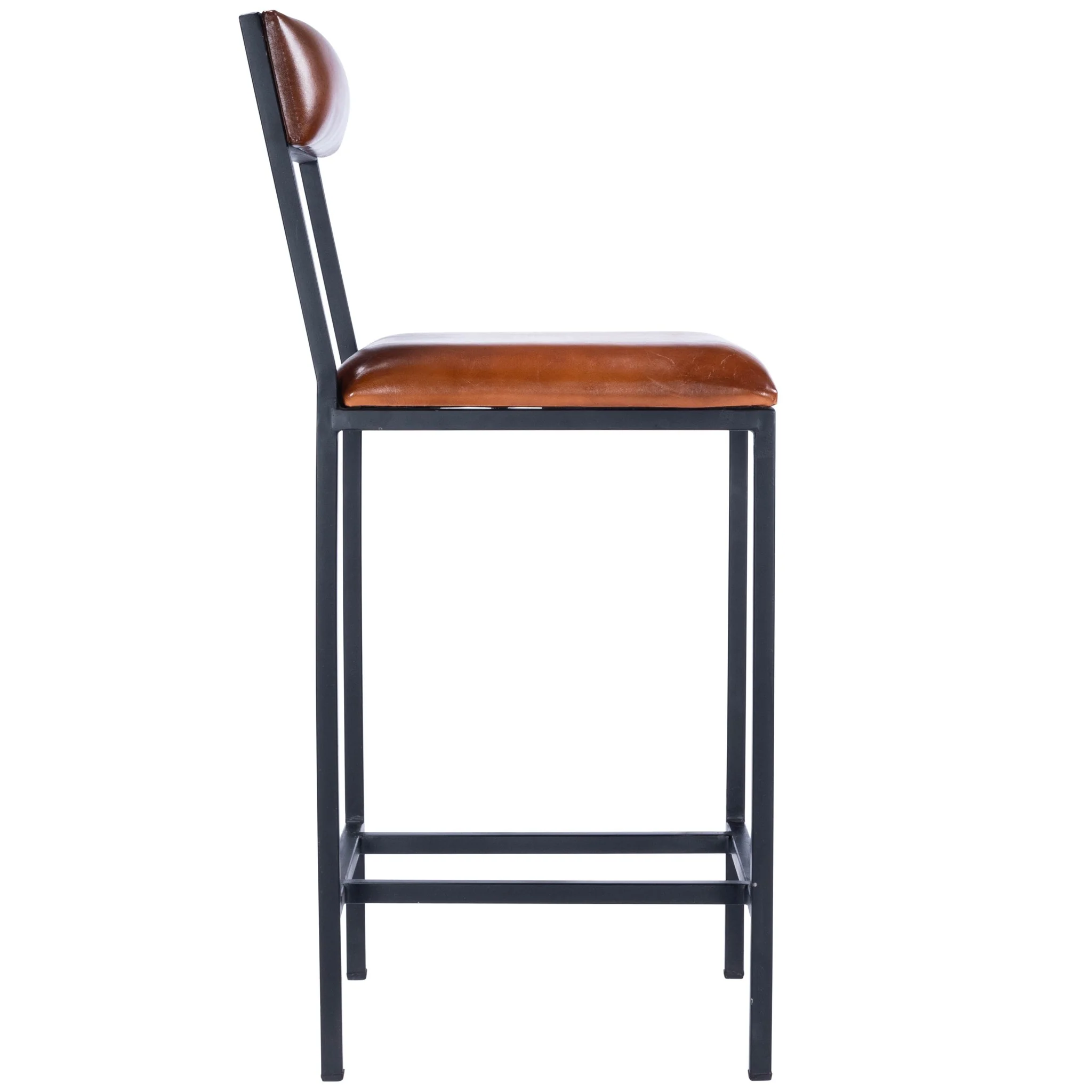 Classic Leather And Metal Counter Stool By Homeroots - Image 5