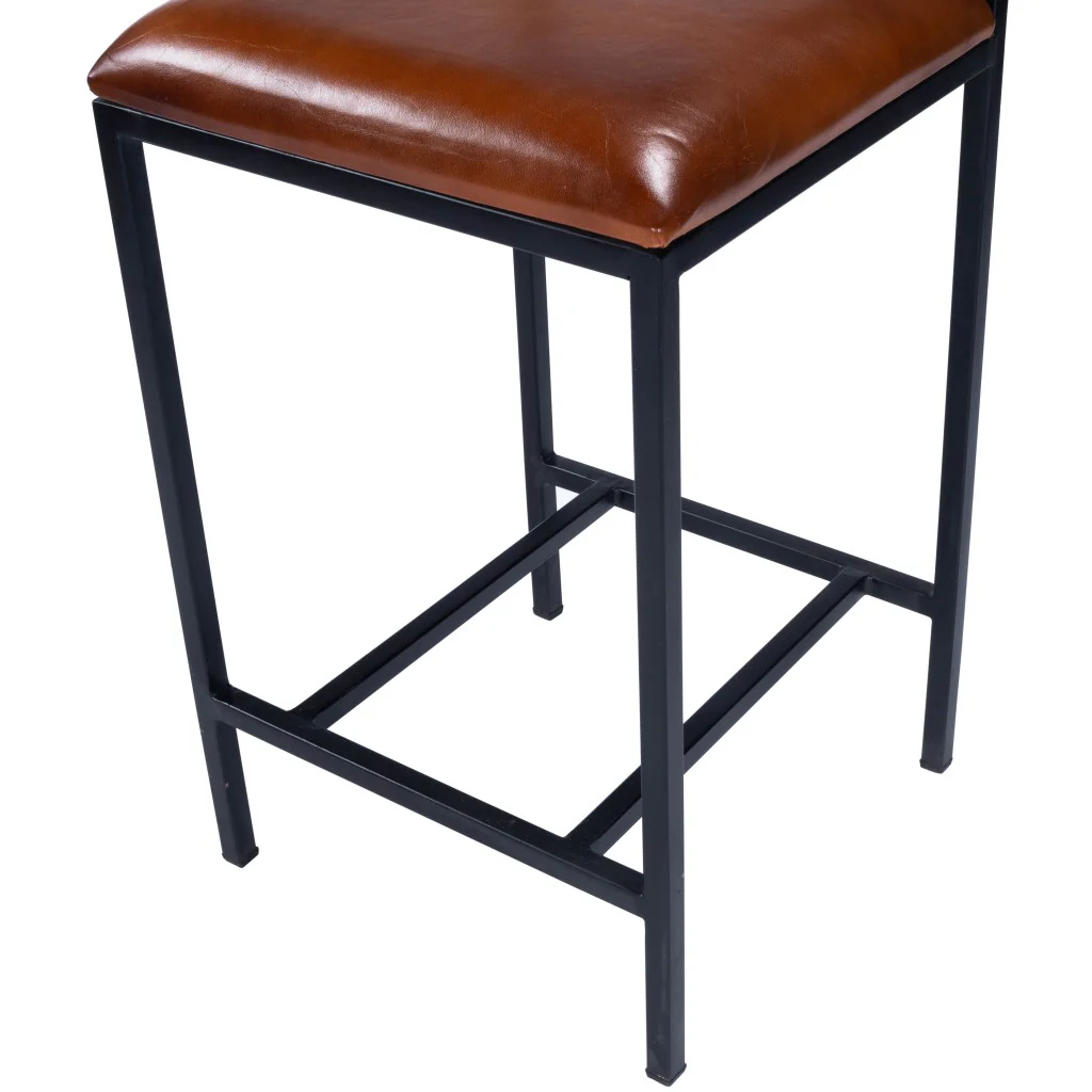 Classic Leather And Metal Counter Stool By Homeroots - Image 8
