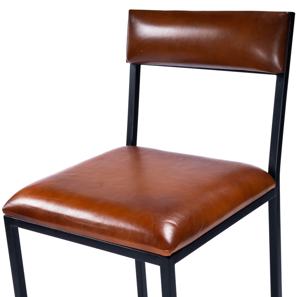 Classic Leather And Metal Counter Stool By Homeroots - Image 9