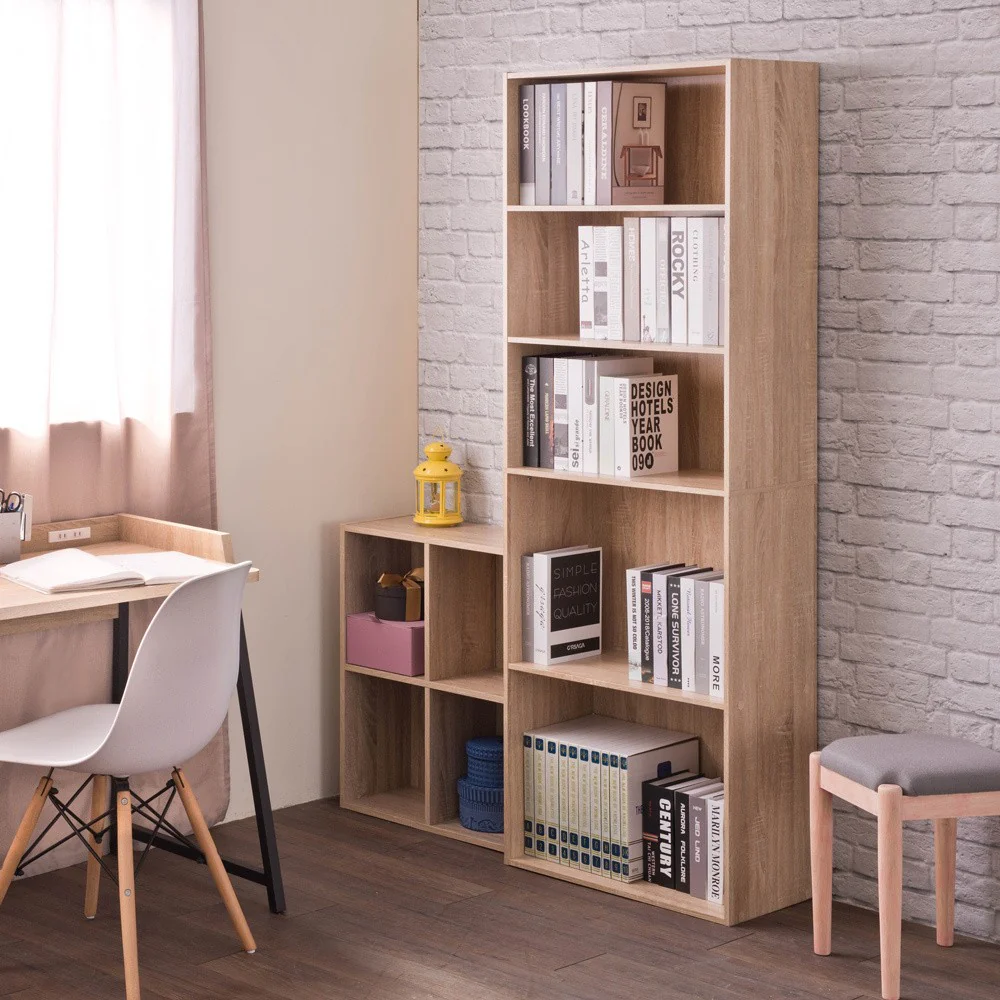 Classic Natural Finish Five Shelf Bookcase By Homeroots - Image 2