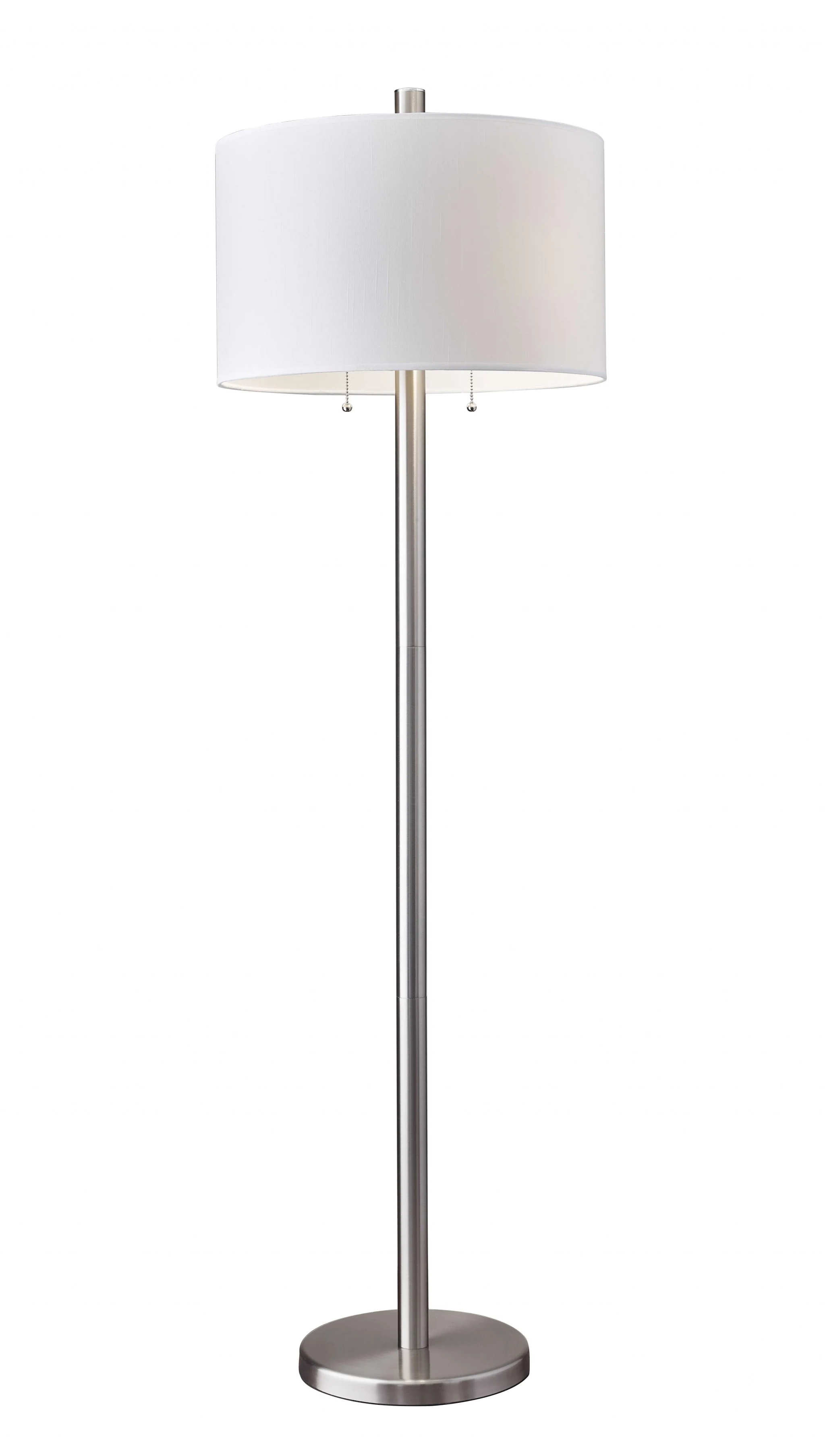 Classic Steel with Double Bulb and White Shade Floor Lamp By Homeroots - Image 2
