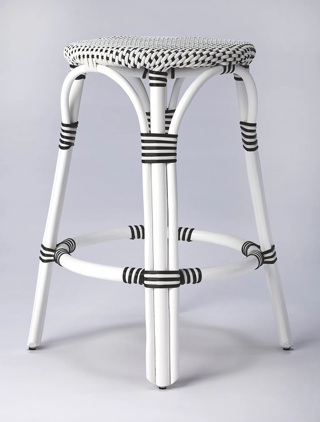 Classic White And Black Rattan Counter Stool By Homeroots - Image 2