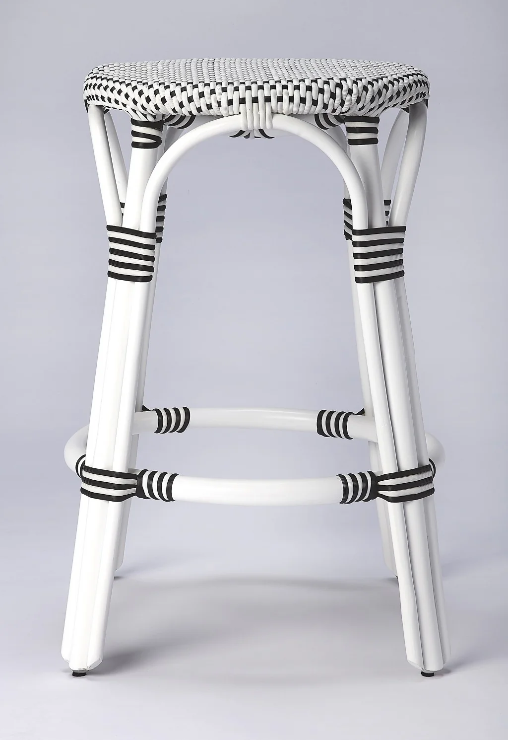 Classic White And Black Rattan Counter Stool By Homeroots - Image 3
