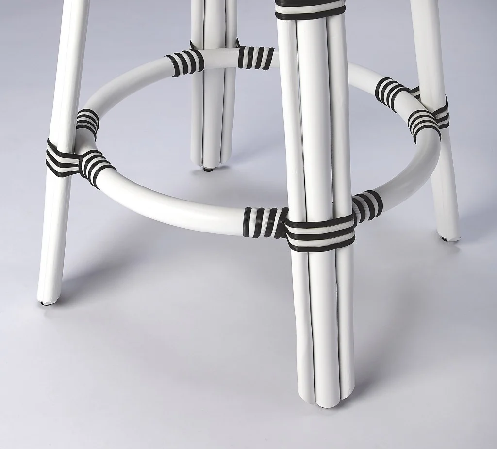Classic White And Black Rattan Counter Stool By Homeroots - Image 4