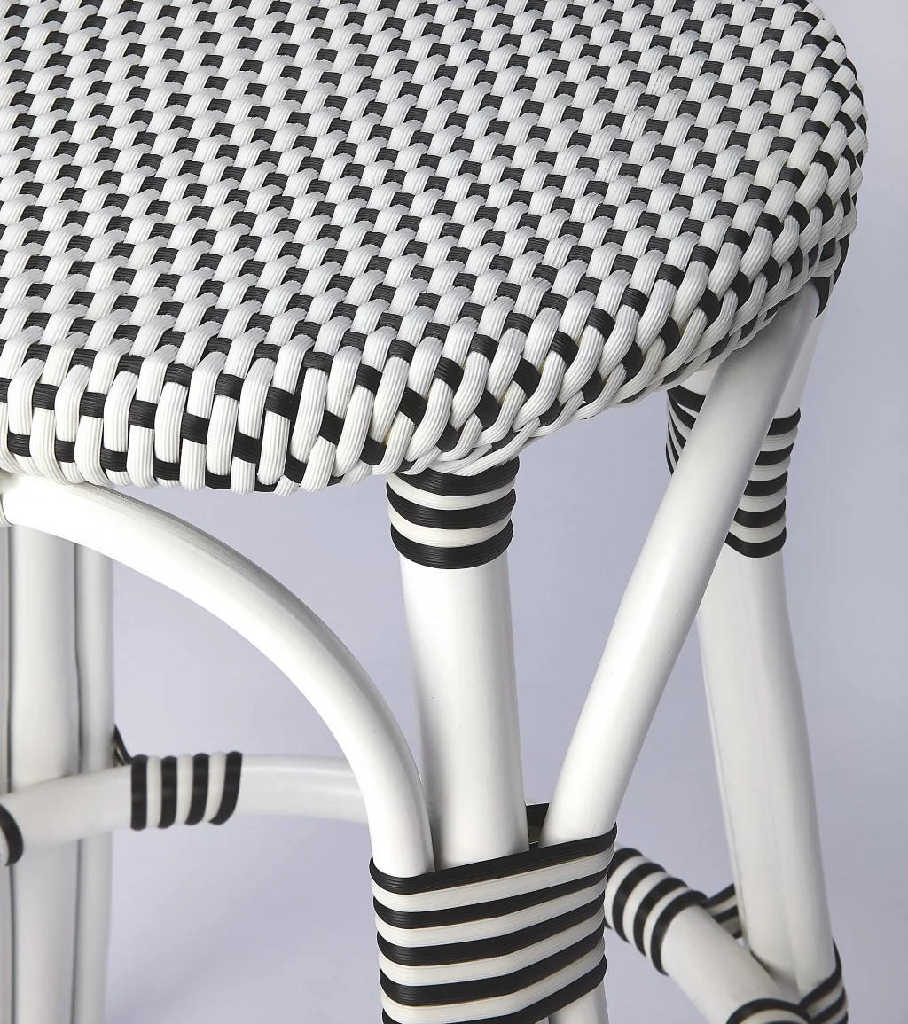 Classic White And Black Rattan Counter Stool By Homeroots - Image 5