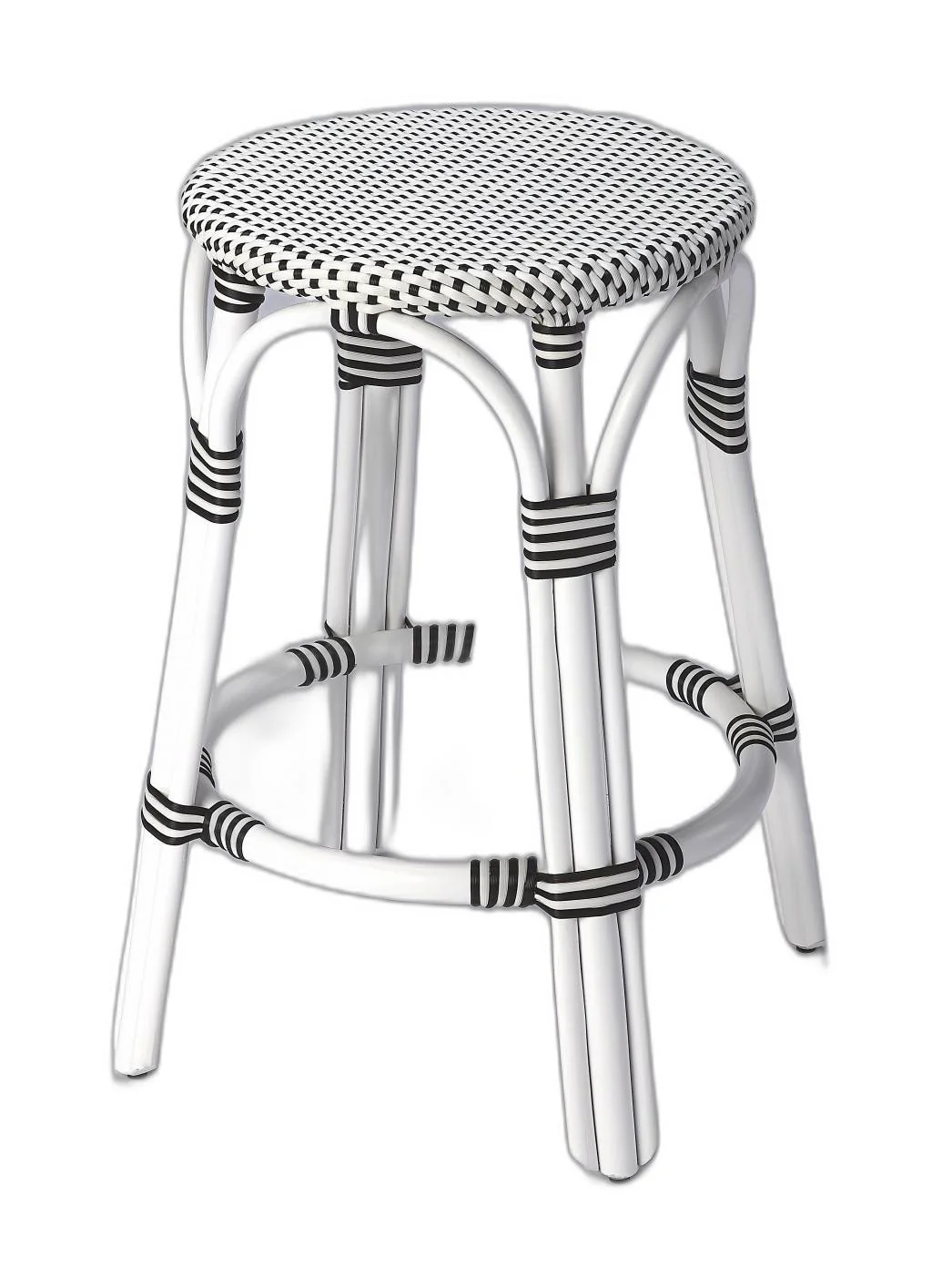 Classic White And Black Rattan Counter Stool By Homeroots - Image 7