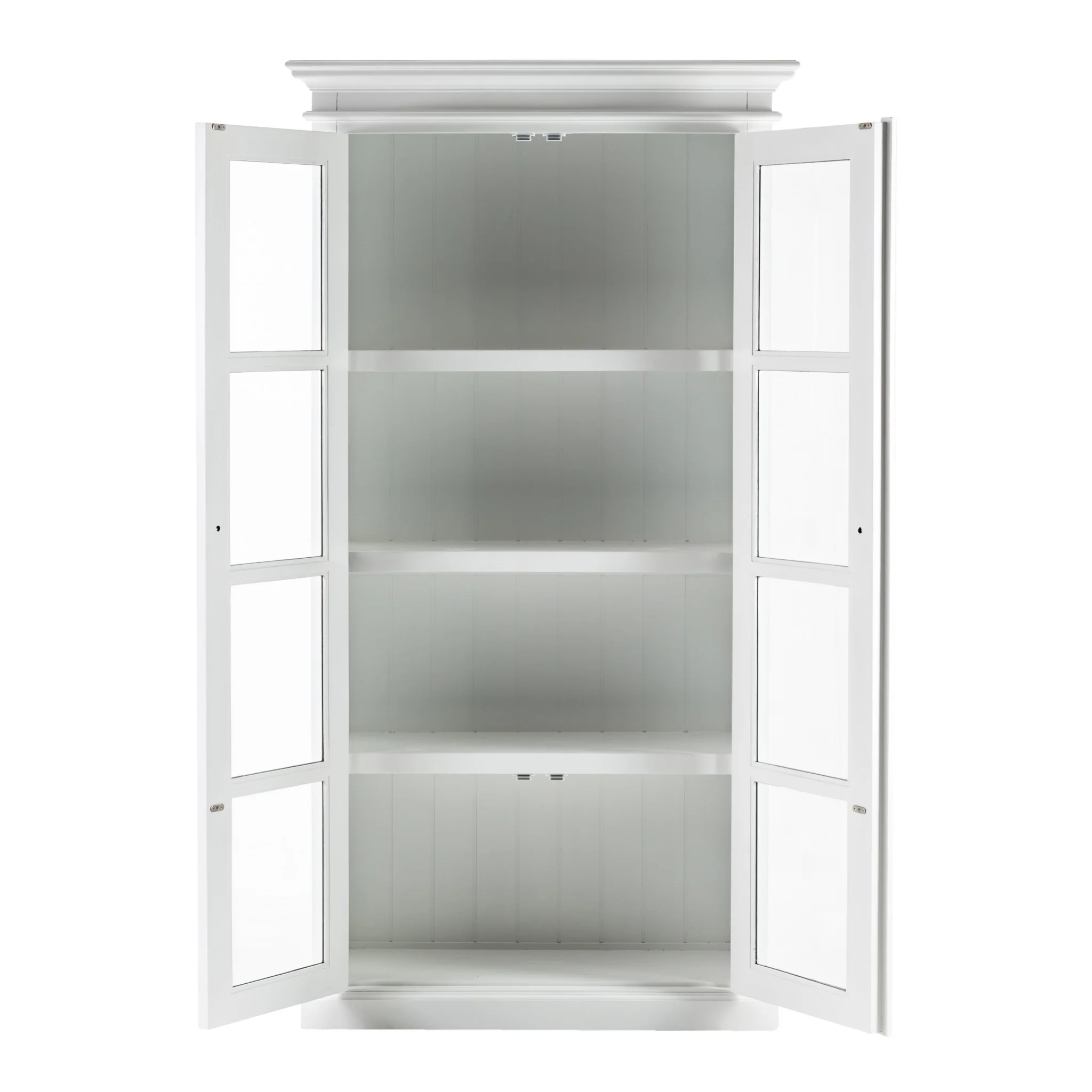 Classic White And Glass Double Door Storage Cabinet By Homeroots - Image 4